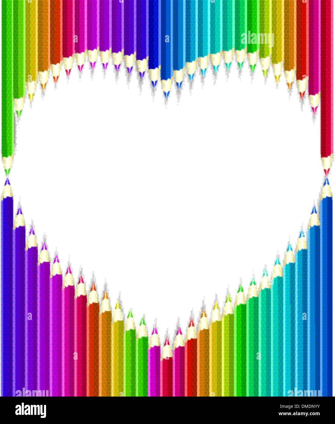 Colored pencils heart shape Stock Vector