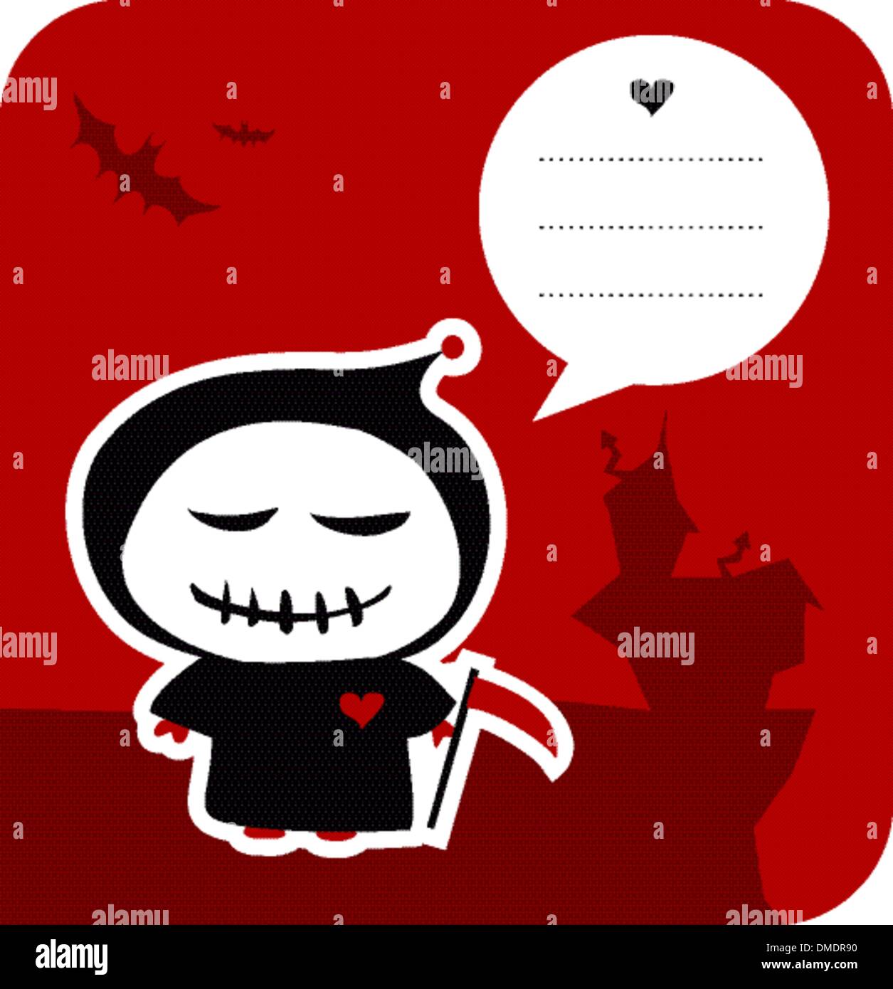 Funny grim reaper halloween greeting card Stock Vector