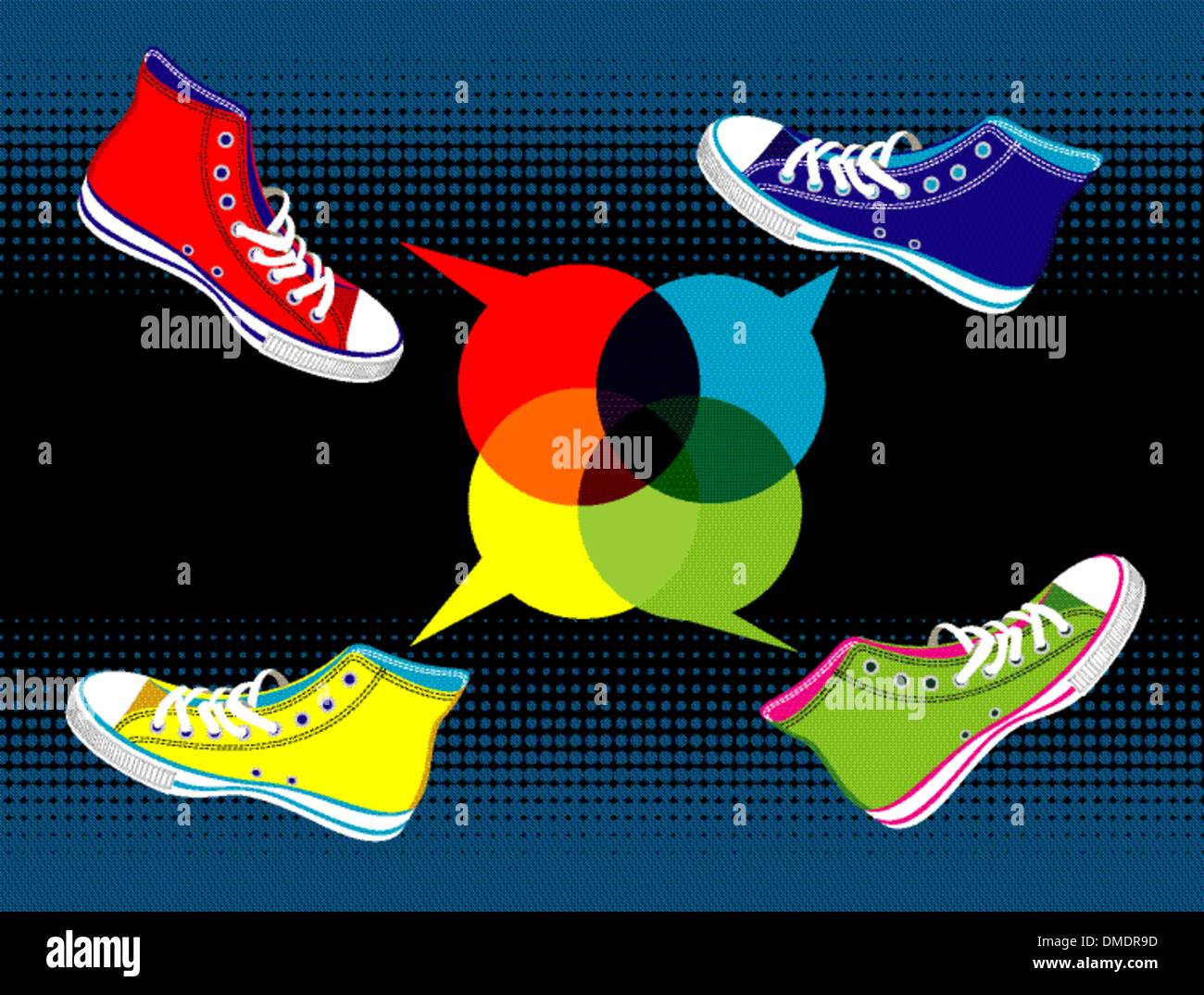 Teenager sneakers social media Stock Vector