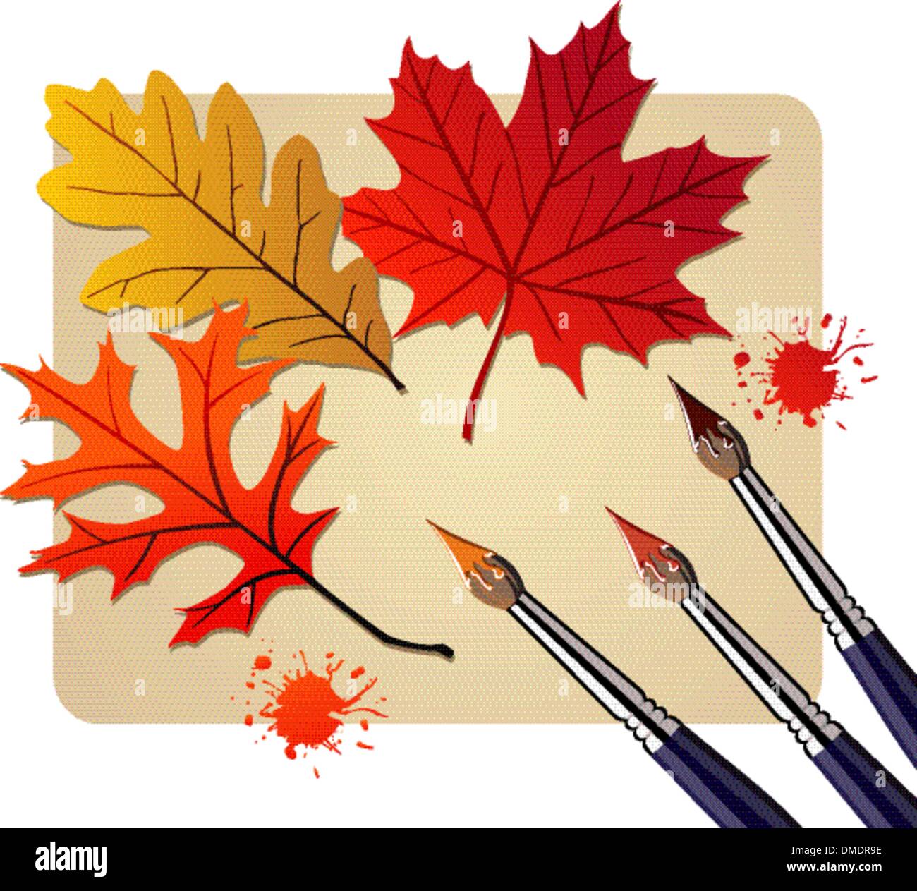 Brushes with autumn colors Stock Vector