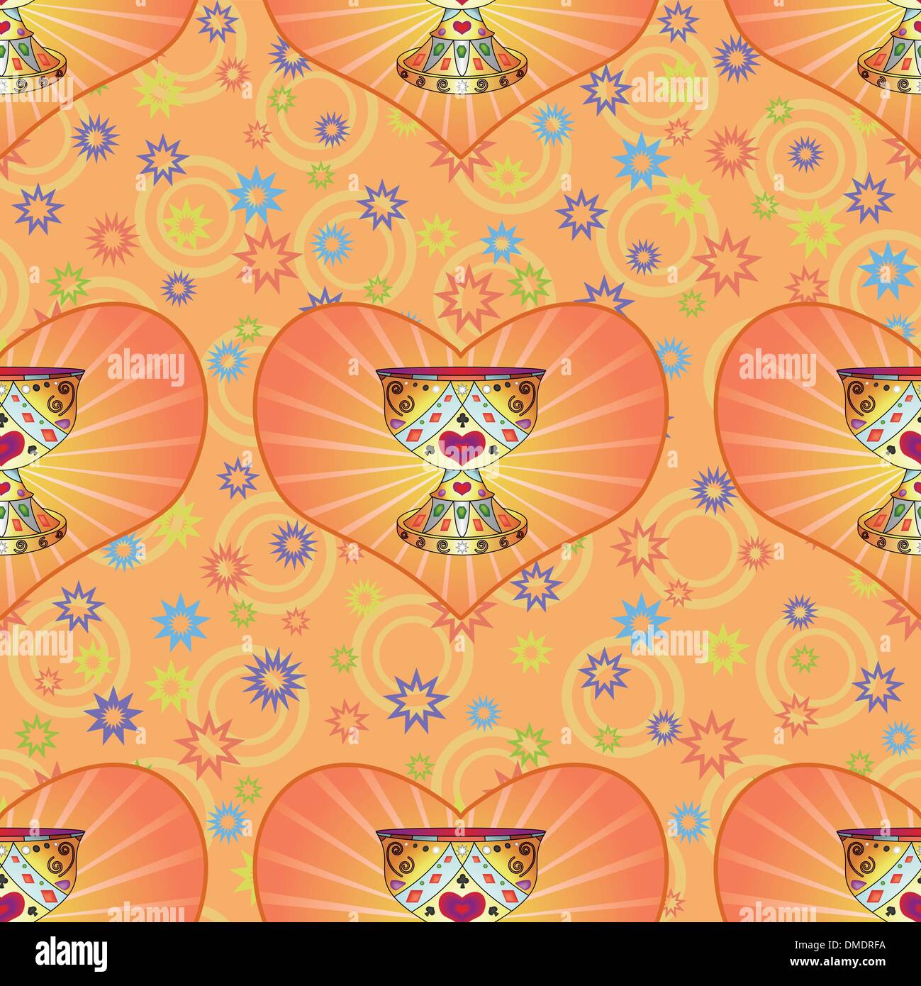 Seamless background, Holy Grail and heart Stock Vector