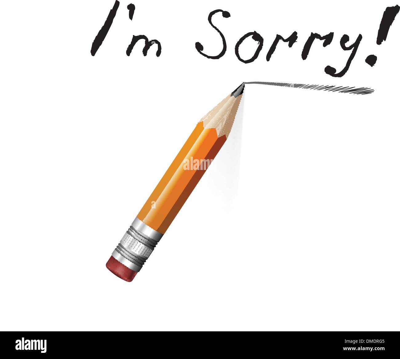 Say sorry with a text message on paper and pencil Stock Vector ...