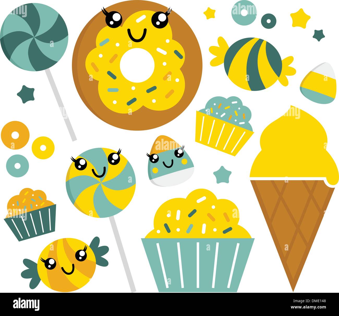 Cute sweet cartoon candy set lime and mint Stock Vector Image & Art Alamy