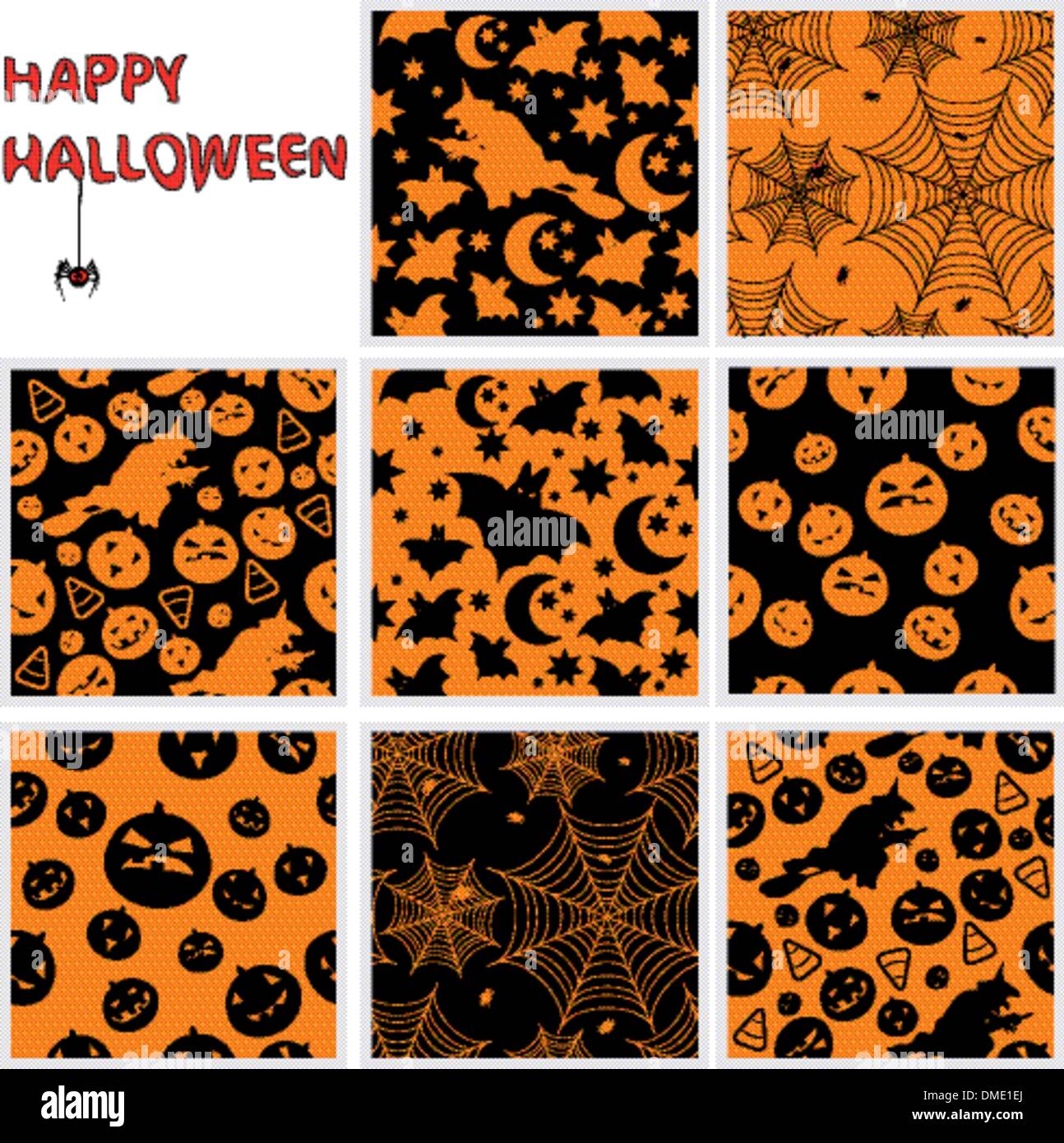 Collection of halloween seamless patterns Stock Vector