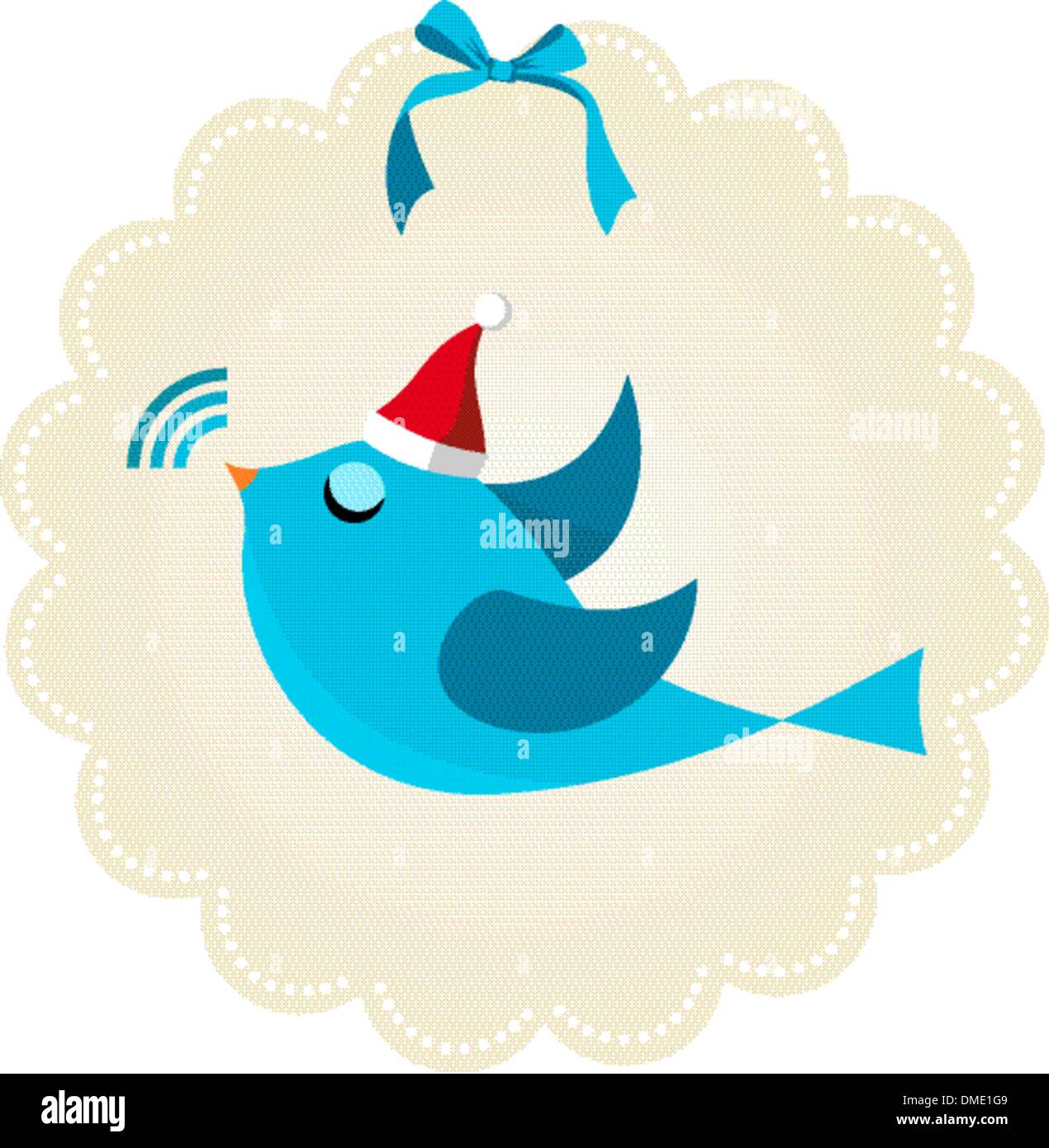 Twitter bird at Christmas time Stock Vector