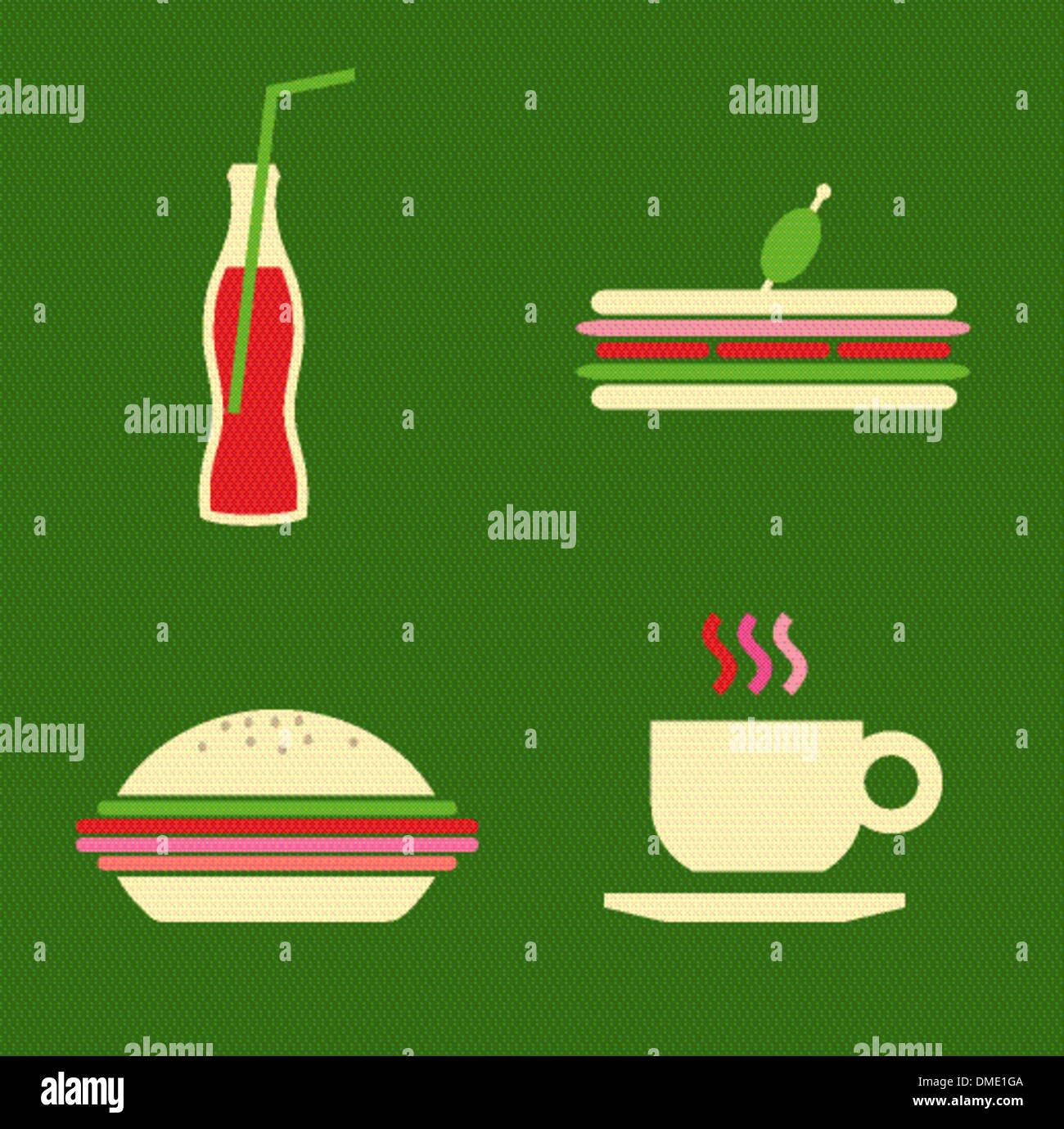 fast food icons set Stock Vector