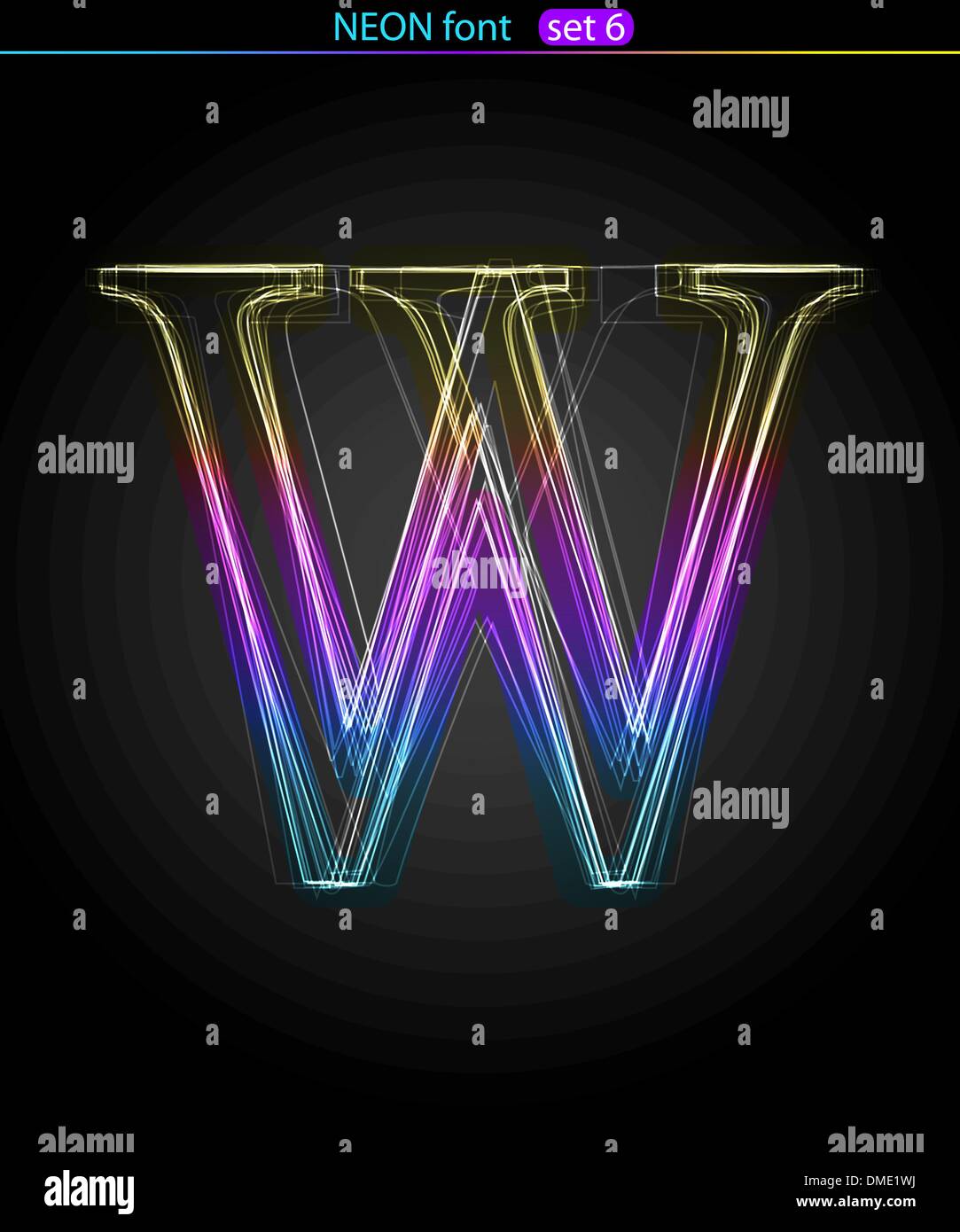 Neon letter W Stock Vector