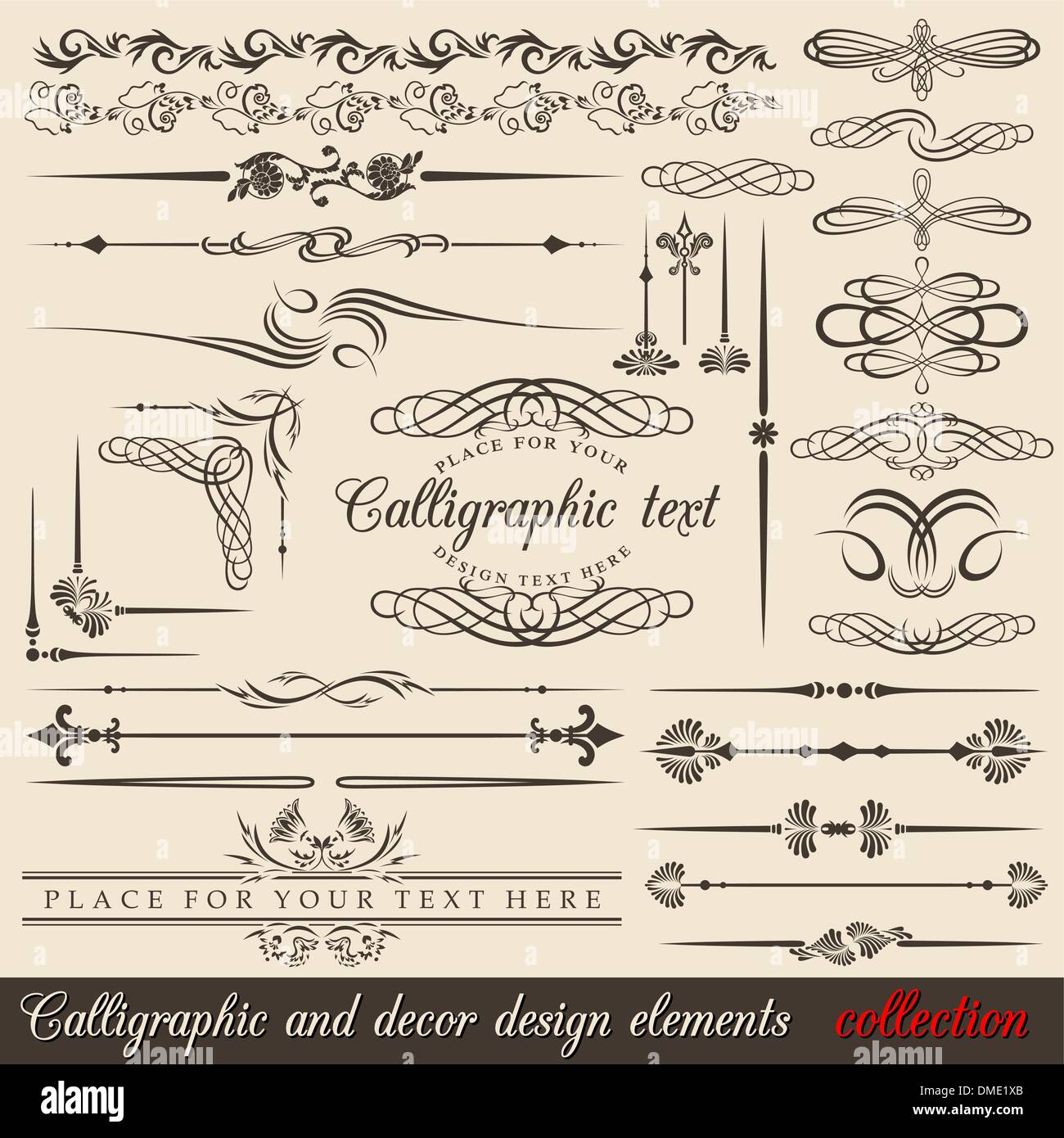 Calligraphic design elements Stock Vector