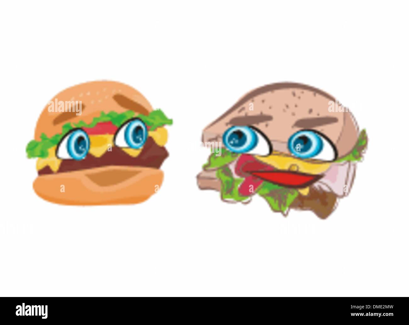hamburger with cute face Stock Vector