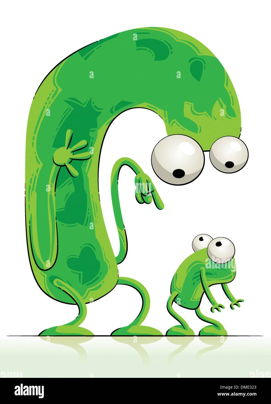 Parent and child (green creatures) Stock Vector