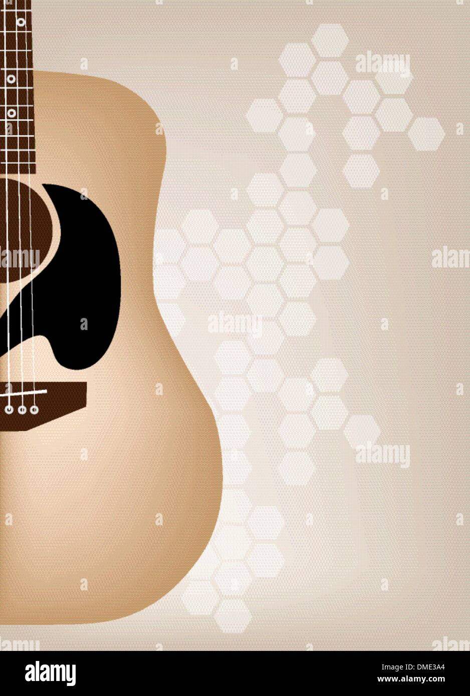 An Elegance Guitars on Beautiful Brown Background Stock Vector