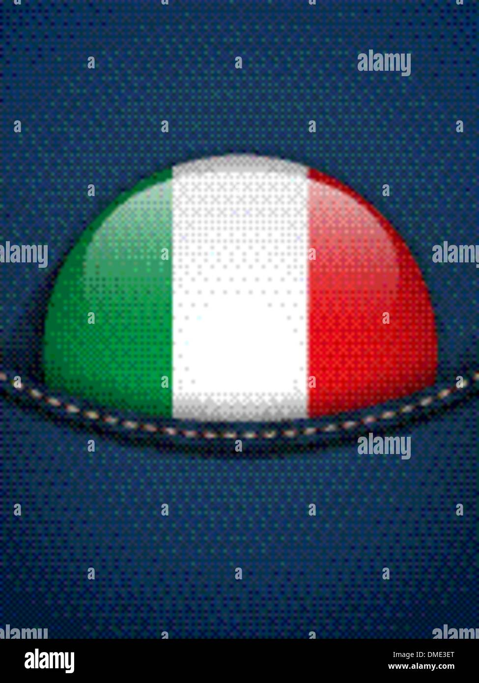 Italy Flag Button in Jeans Pocket Stock Vector