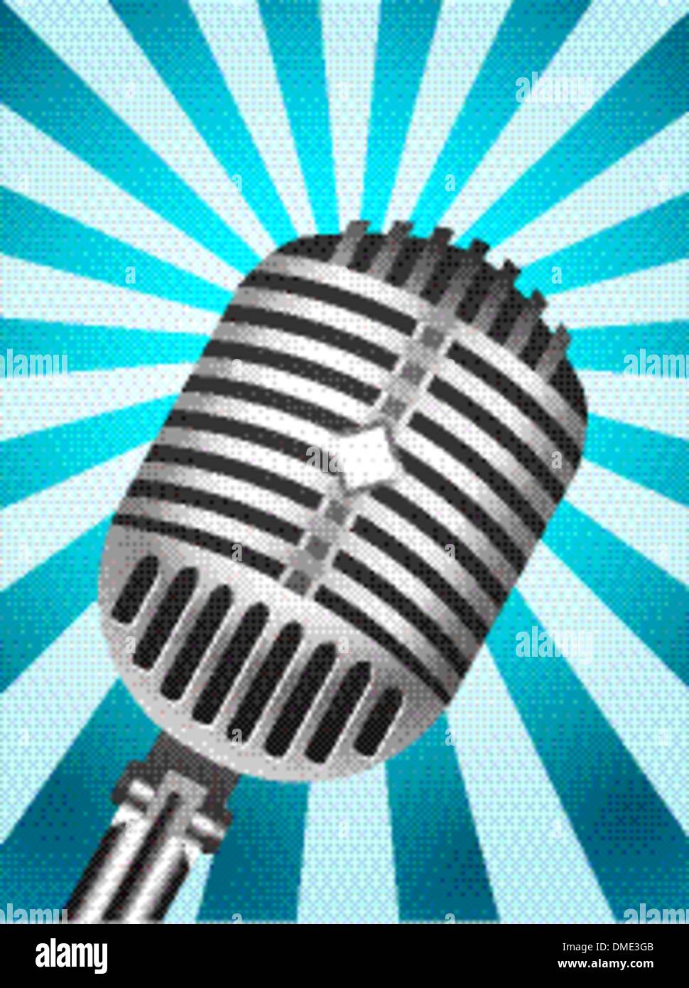 Classic Microphone on lined background Stock Vector