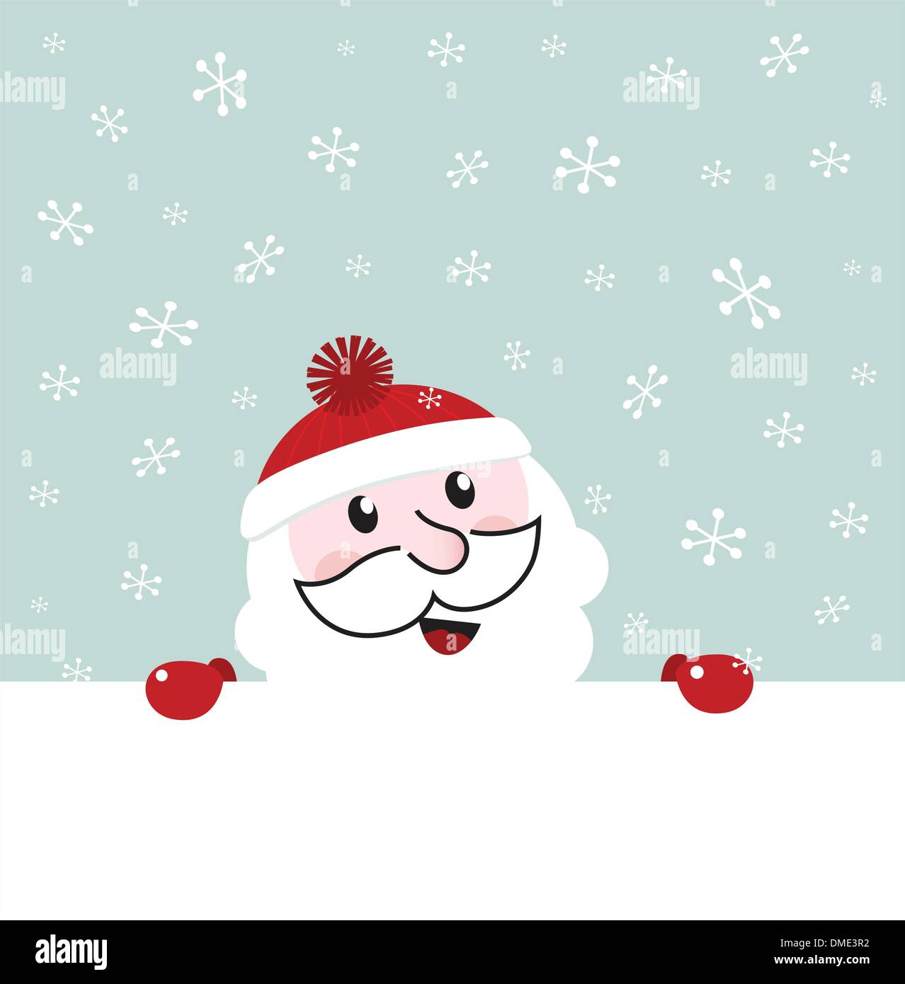 Santa banner with snowing winter sky background - vector Stock Vector