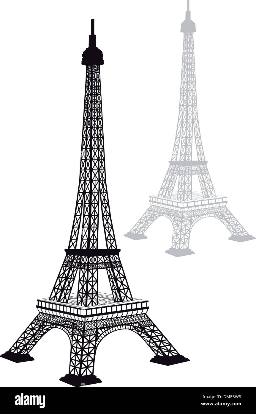 Eiffel tower silhouette, vector Stock Vector