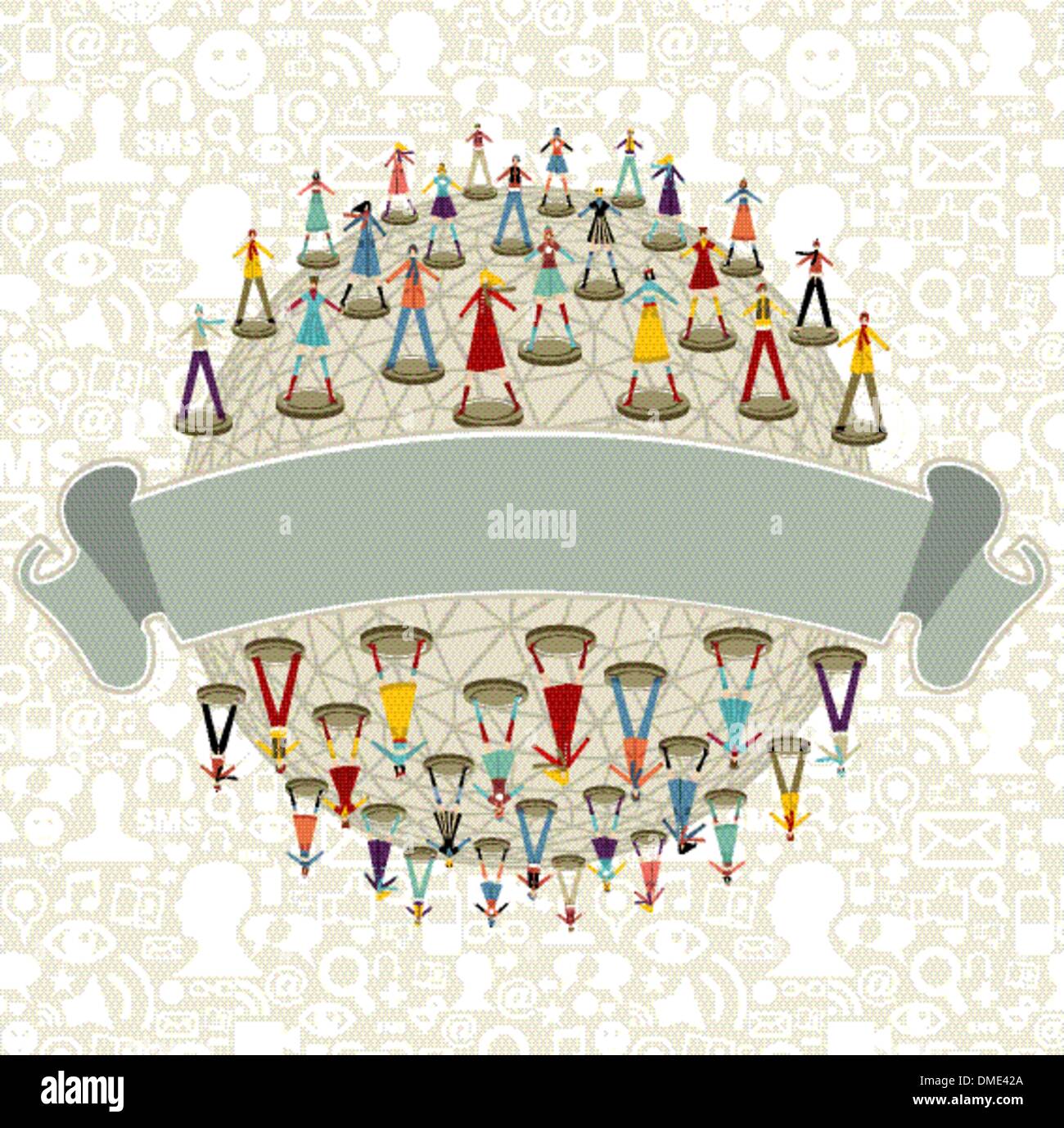 Social Media Ribons Social media network globe with ribbon Stock Vector Image & Art - Alamy