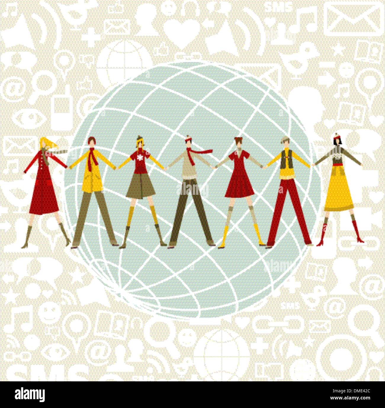 World social media network linked around the world Stock Vector Image ...
