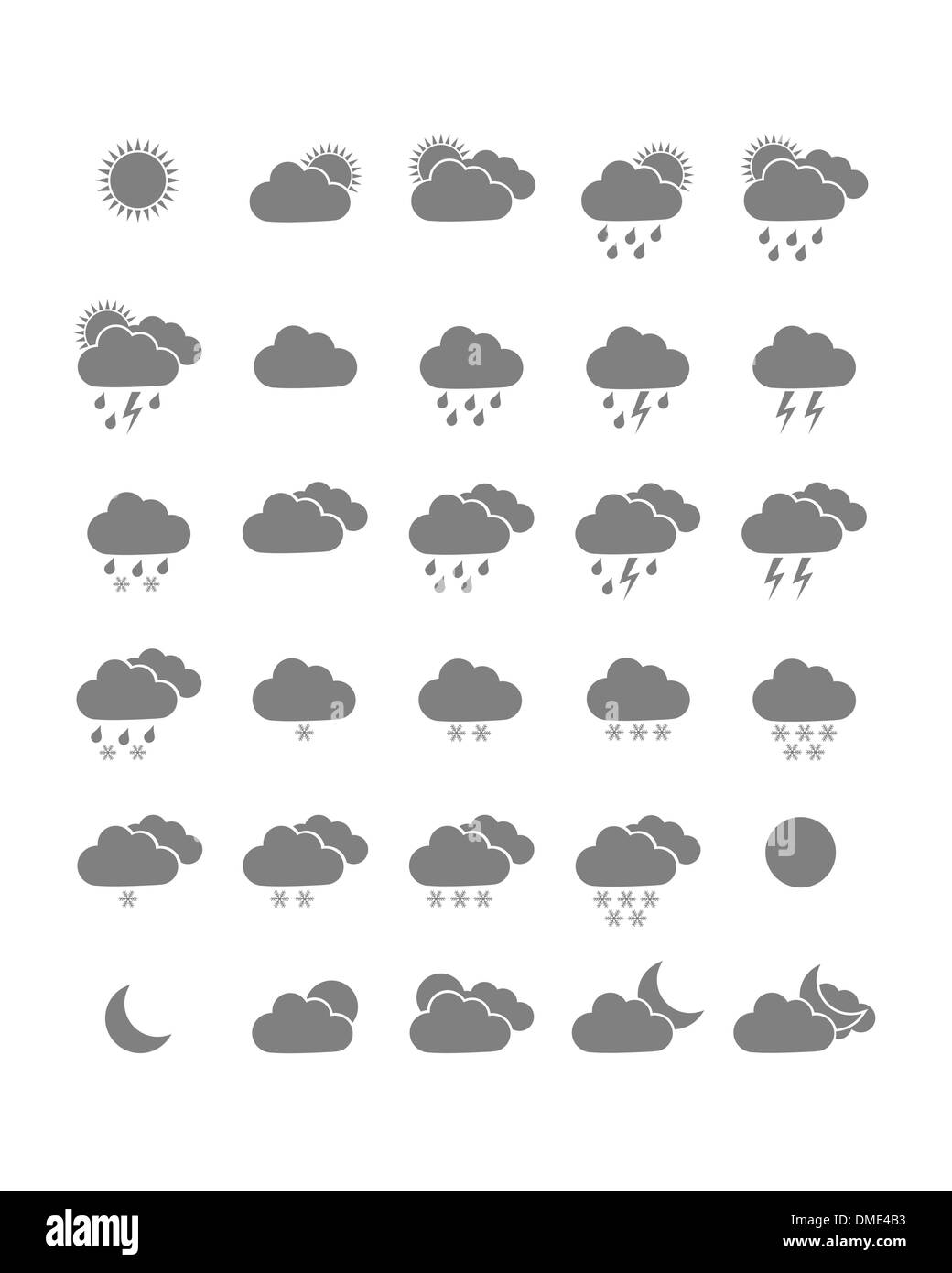 Weather forecast symbols Black and White Stock Photos & Images - Alamy