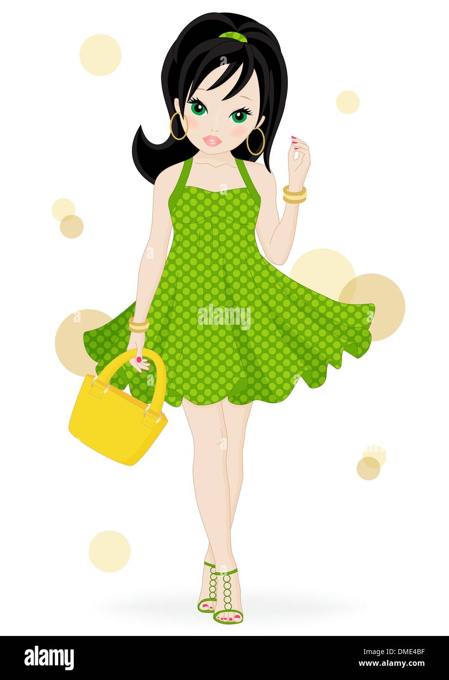 Girl in a green dress Stock Vector Images - Alamy