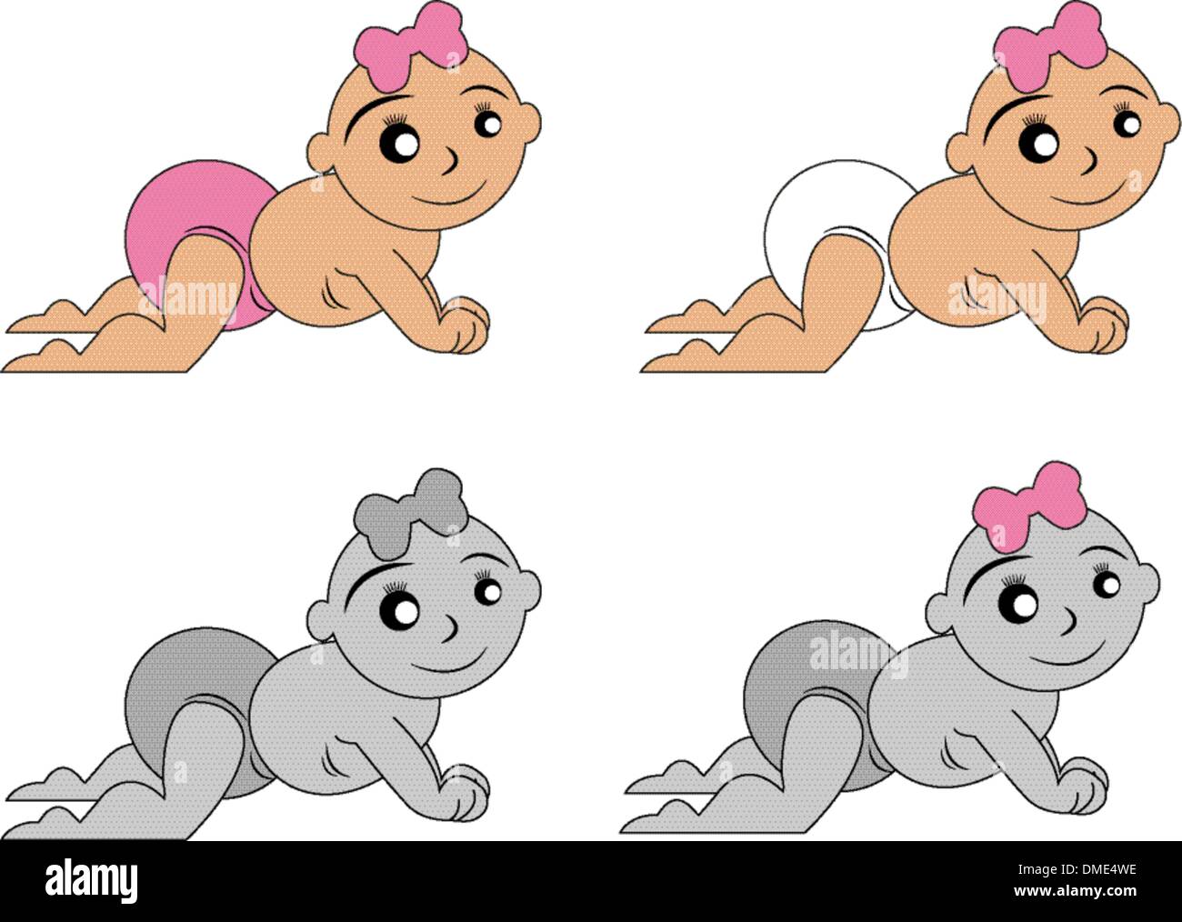 Baby girl crawling cartoon Stock Vector