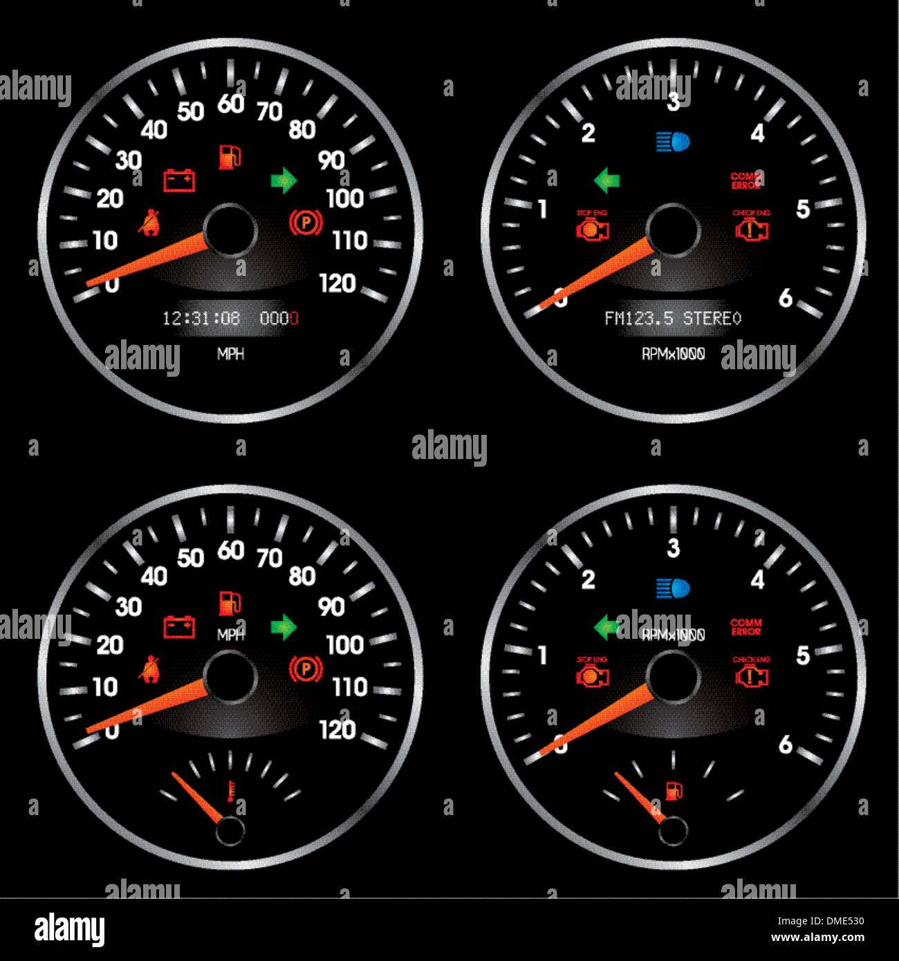 Isolated Racing Car Speedometer Stock Vector