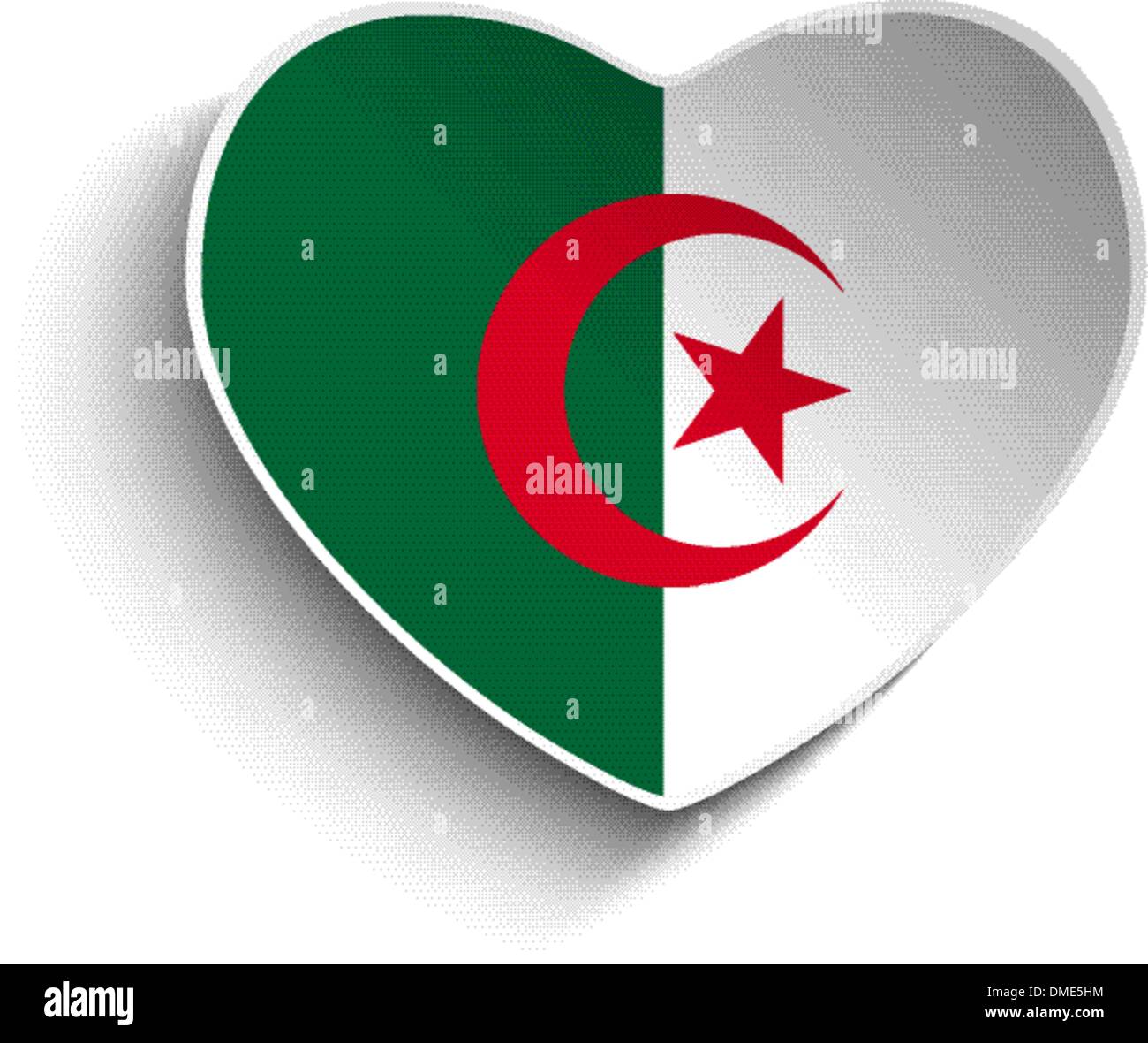 Algeria Flag Heart Paper Sticker Stock Vector
