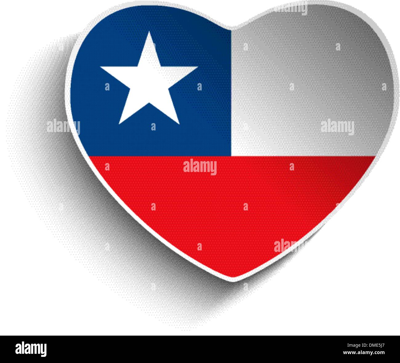Chile Flag Heart Paper Sticker Stock Vector