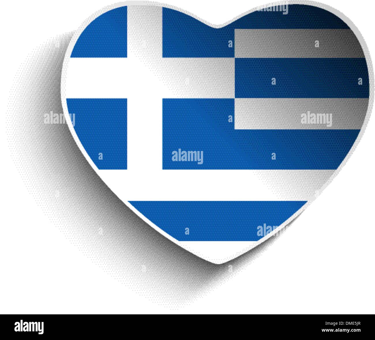 Greece Flag Heart Paper Sticker Stock Vector