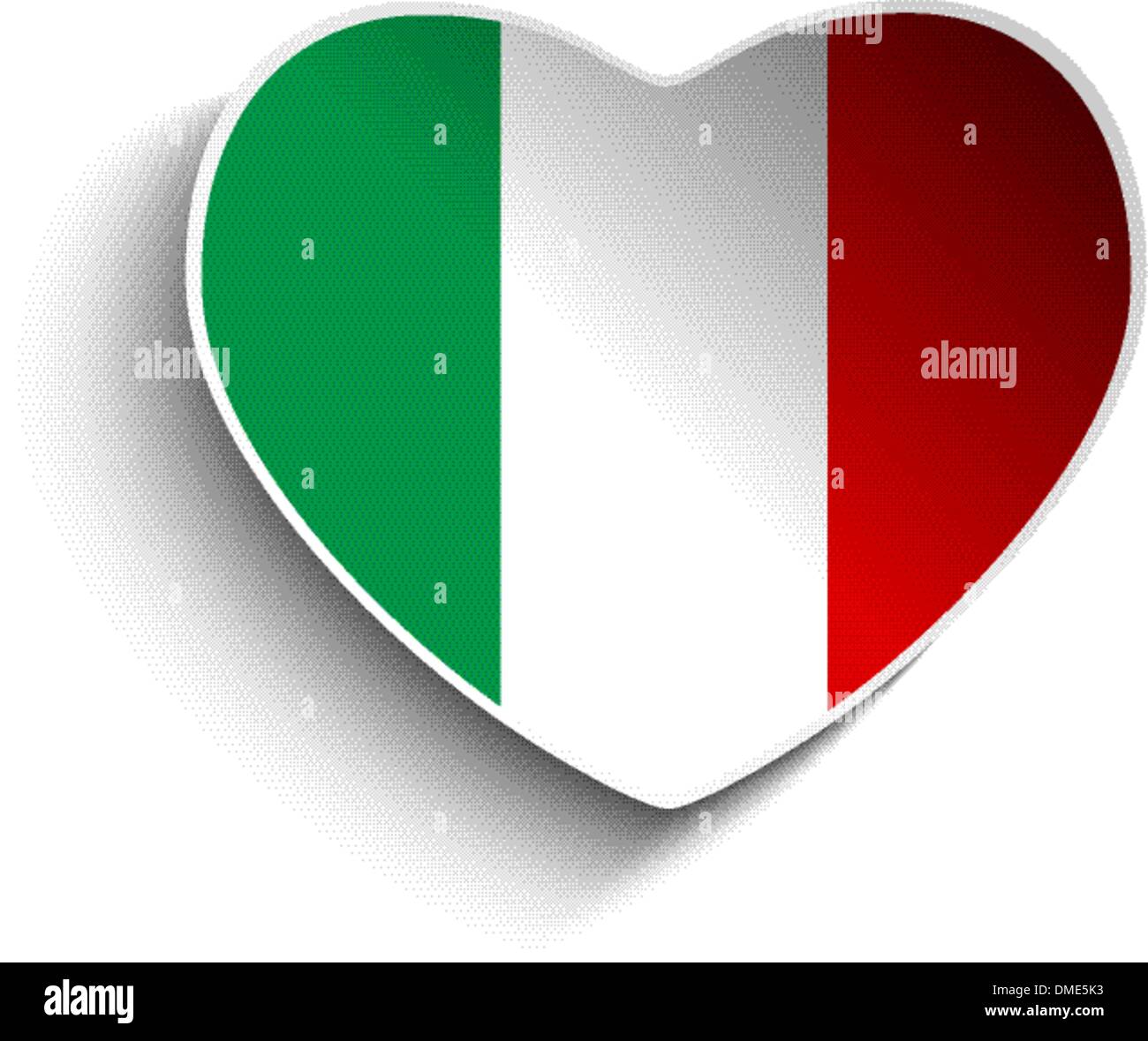 Italy Flag Heart Paper Sticker Stock Vector