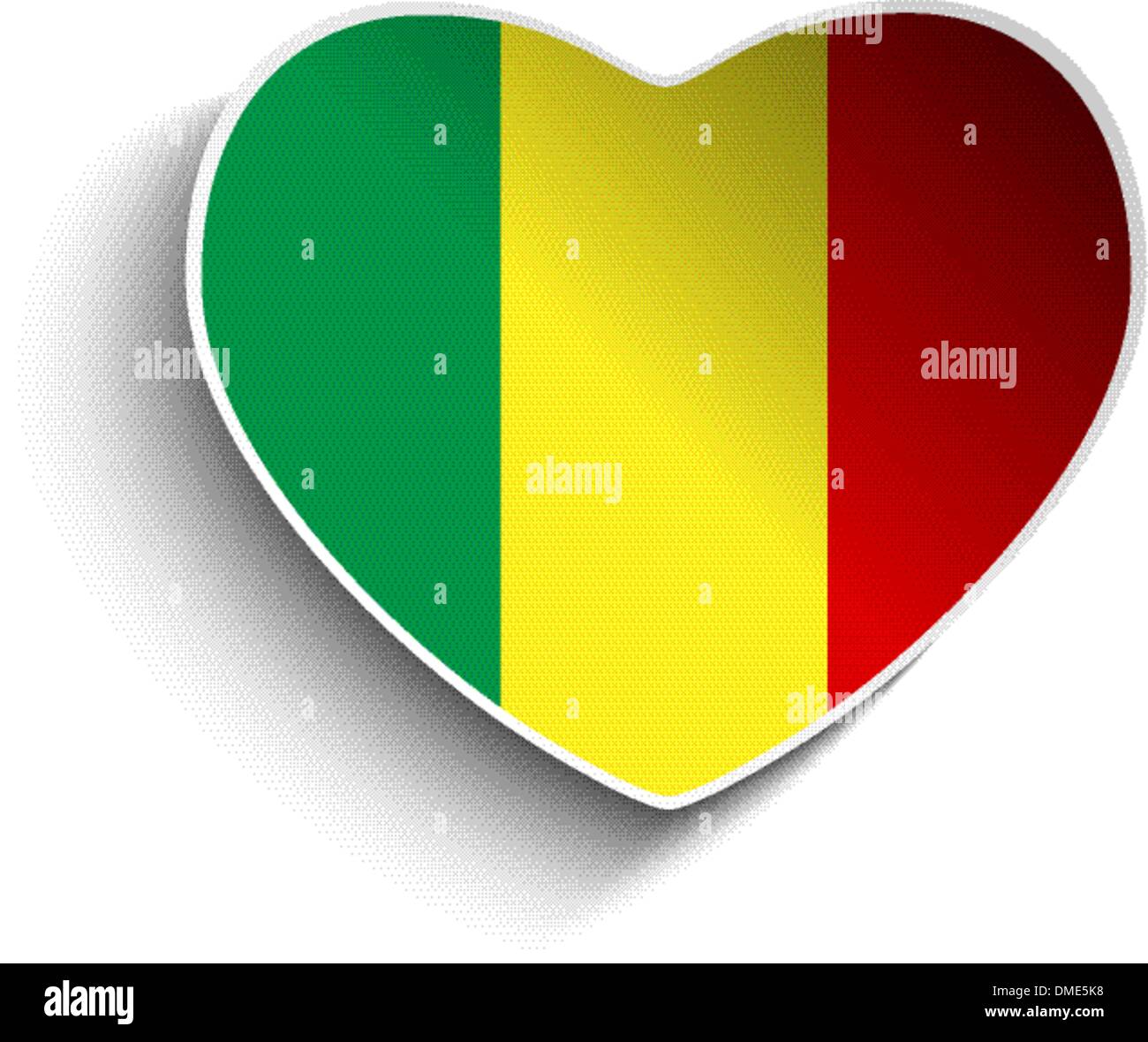Mali Flag Heart Paper Sticker Stock Vector