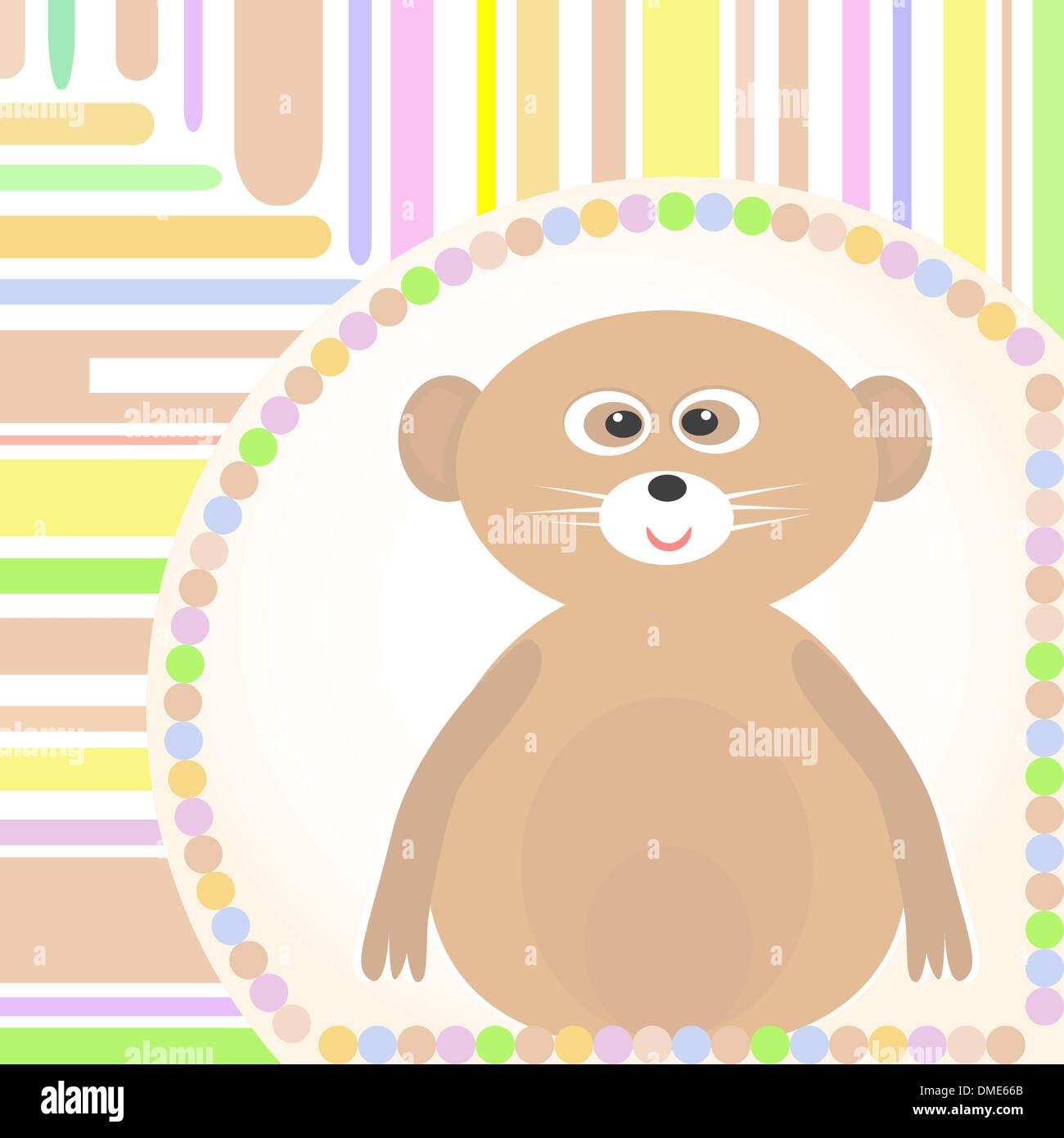 cute Baby lemur greetings card for scrapbook Vector Stock Vector