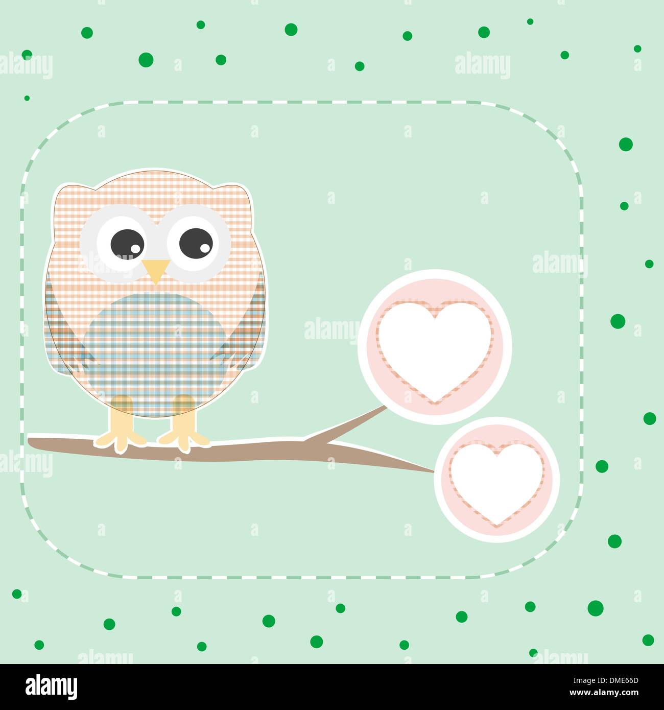 cute love owl on the branch vector birthday card Stock Vector Image ...