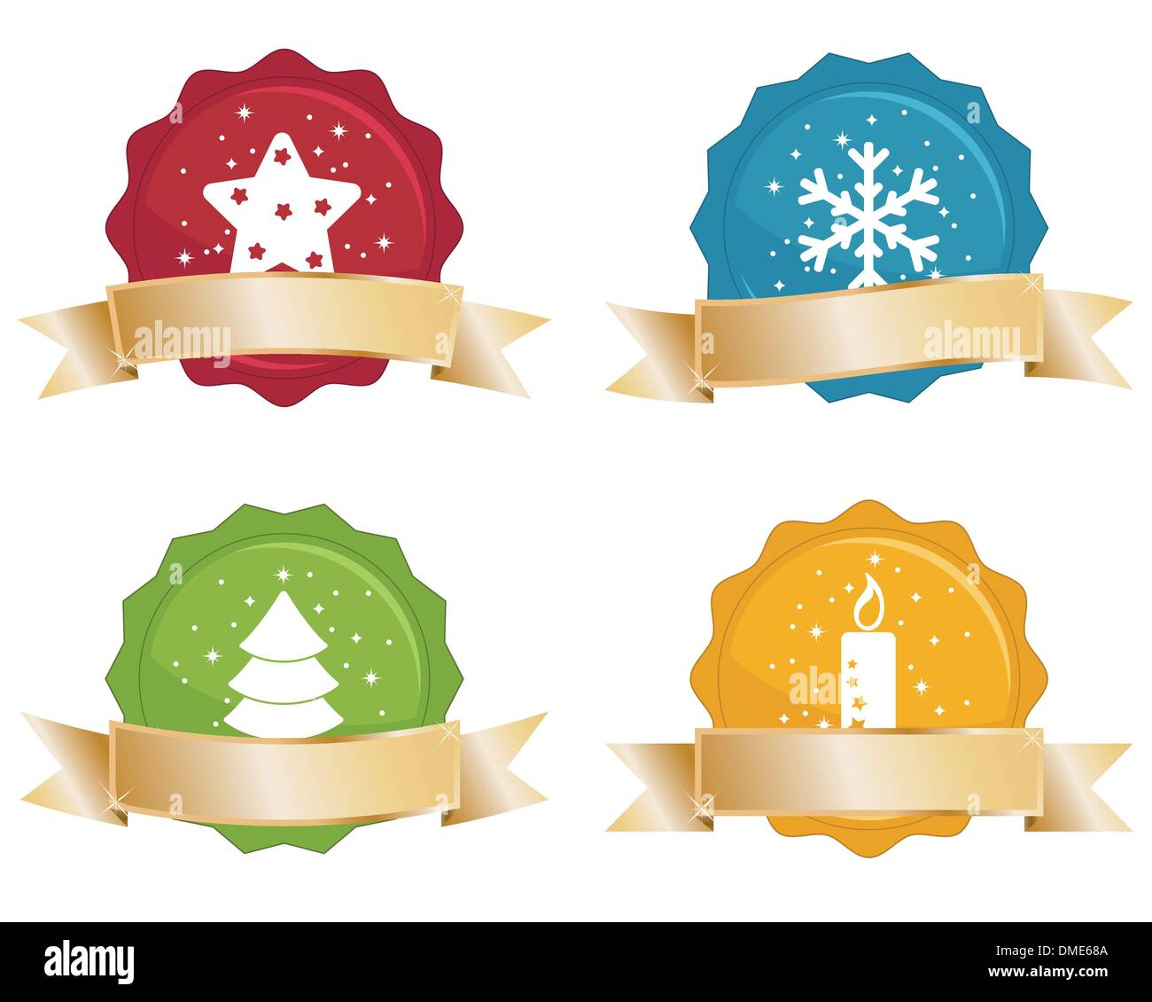 christmas seals with gold banners Stock Vector Image & Art Alamy