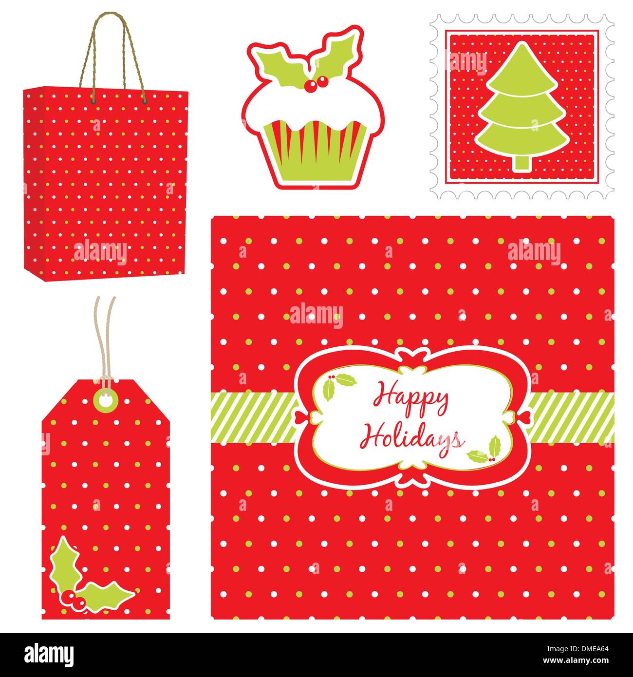 polka dot christmas set Stock Vector