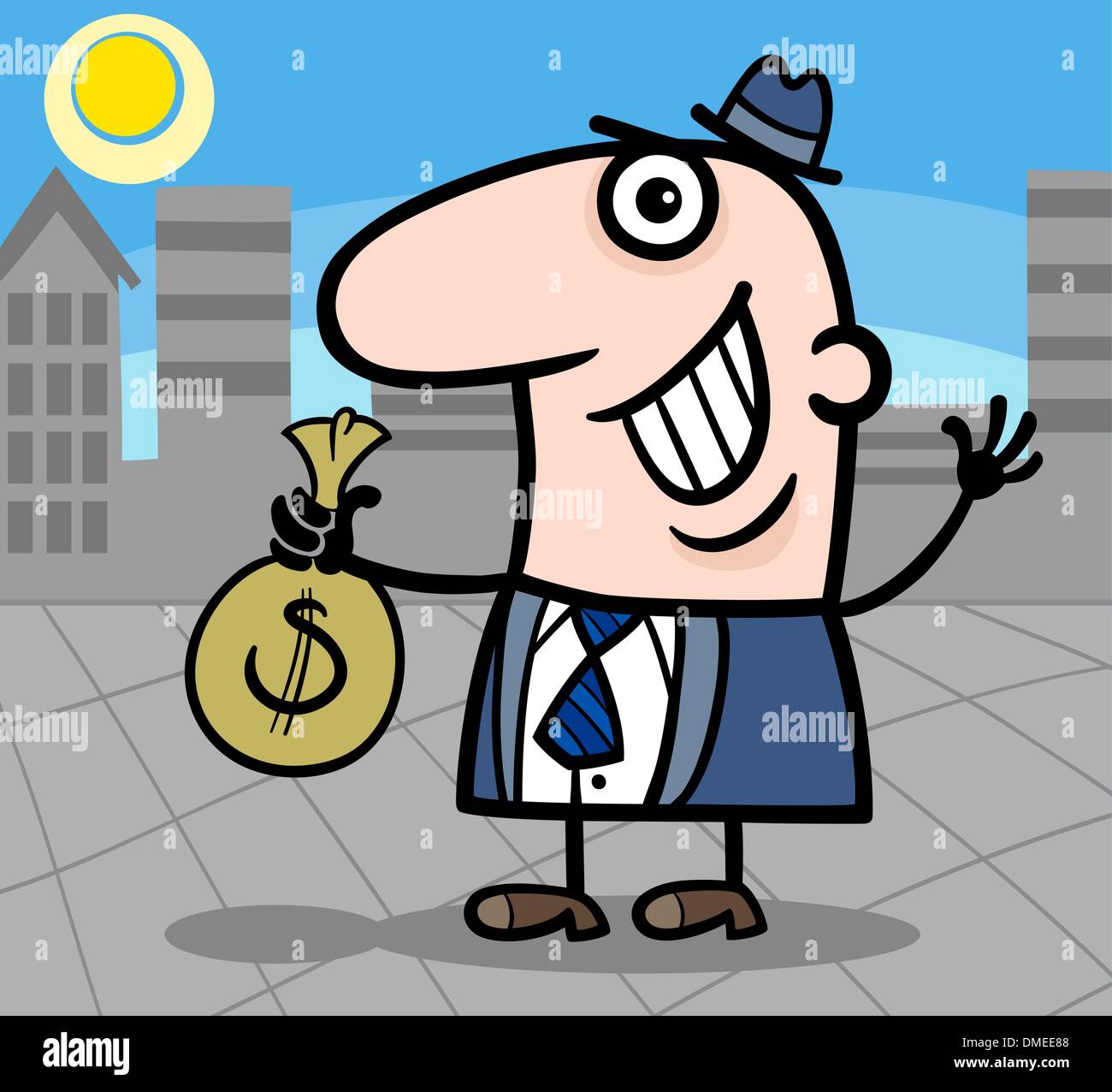 happy businessman cartoon illustration Stock Vector