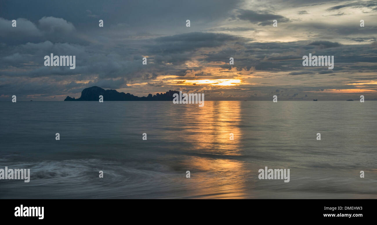 sunset with an 8 stop neutral density filter on Koh Sukorn island in Thailand Stock Photo