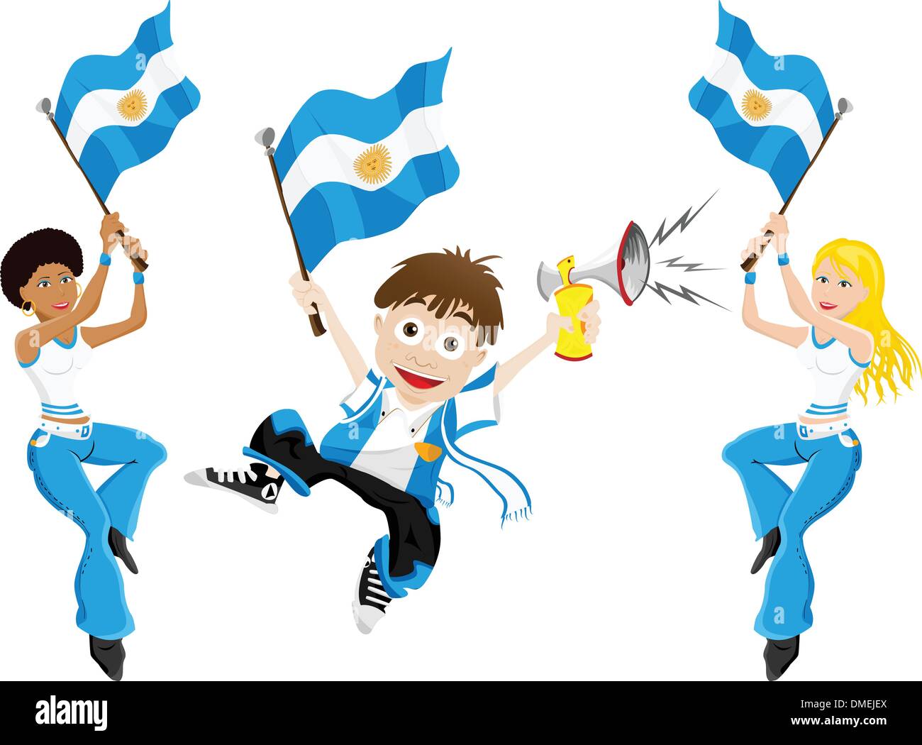 Argentina Sport Fan with Flag and Horn Stock Vector