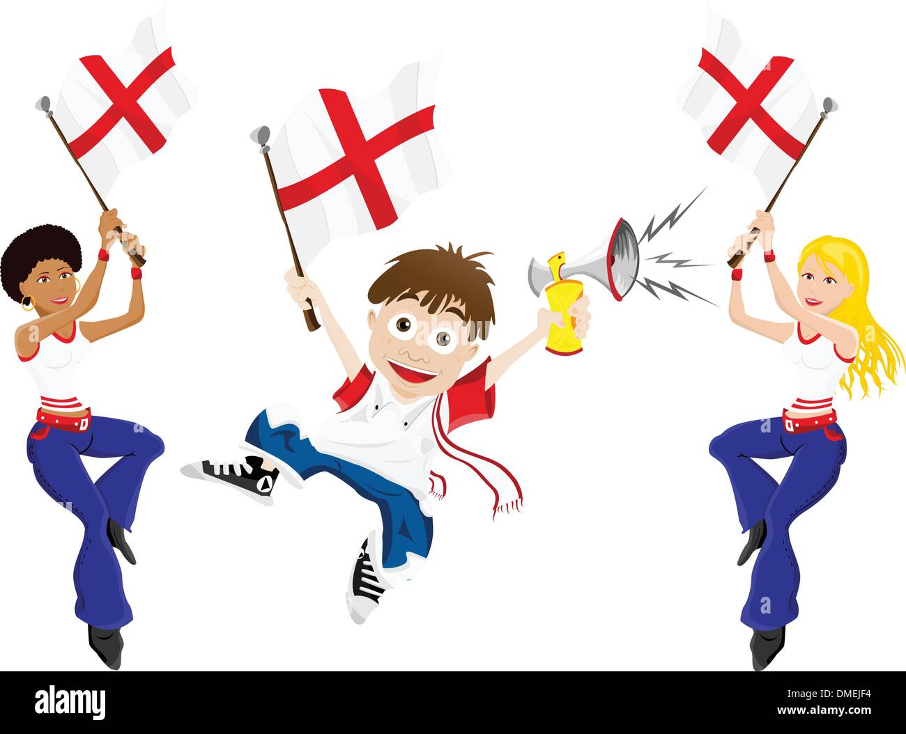 England Sport Fan with Flag and Horn Stock Vector