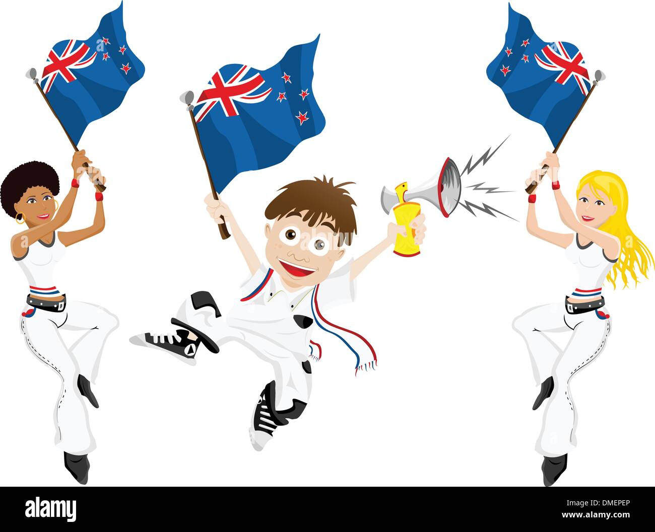 New Zealand Sport Fan with Flag and Horn Stock Vector Image & Art Alamy