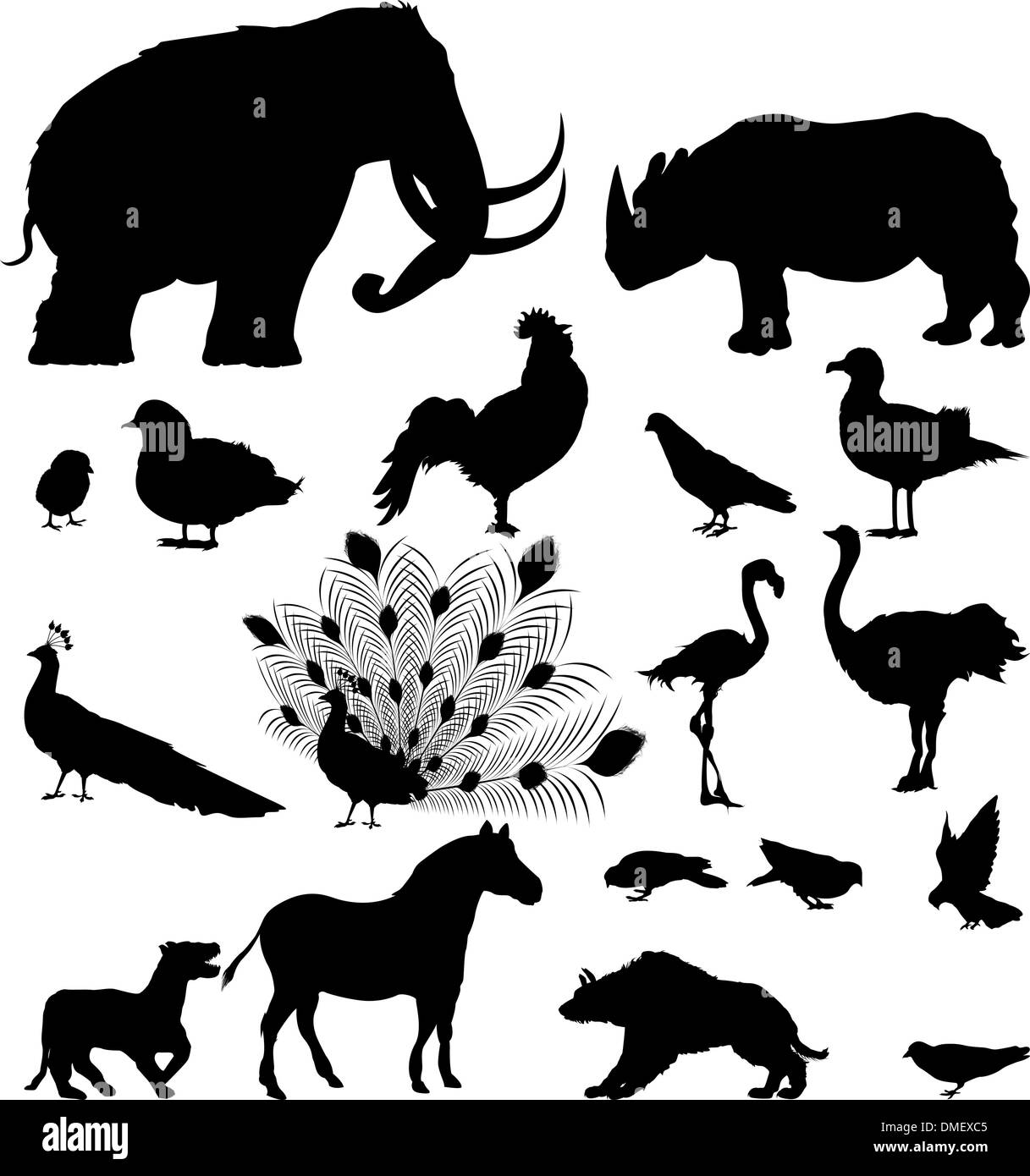 Wild animal silhouettes Stock Vector