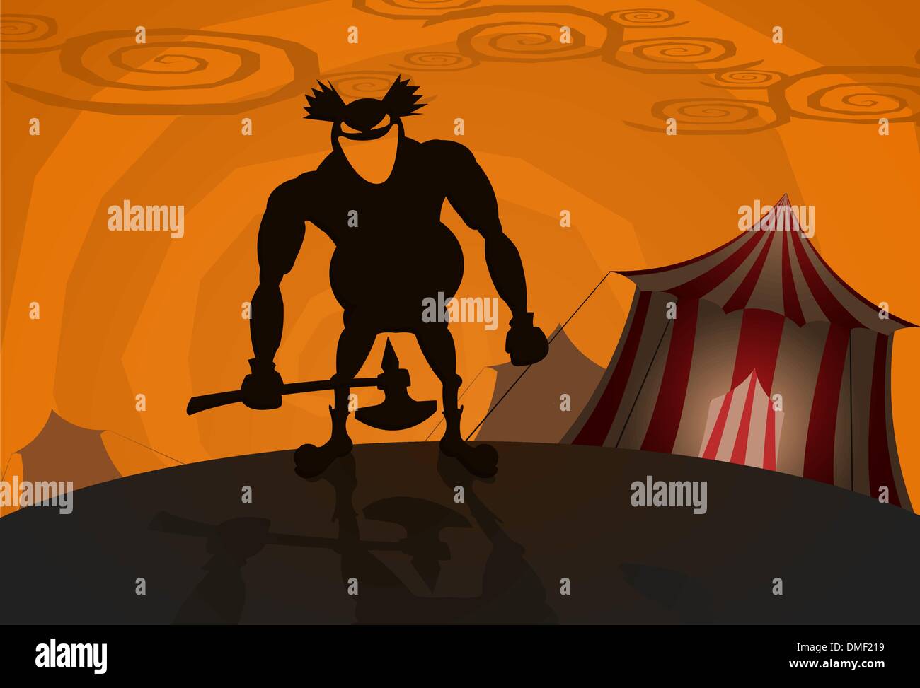 Vector evil clown with circus on background Stock Vector