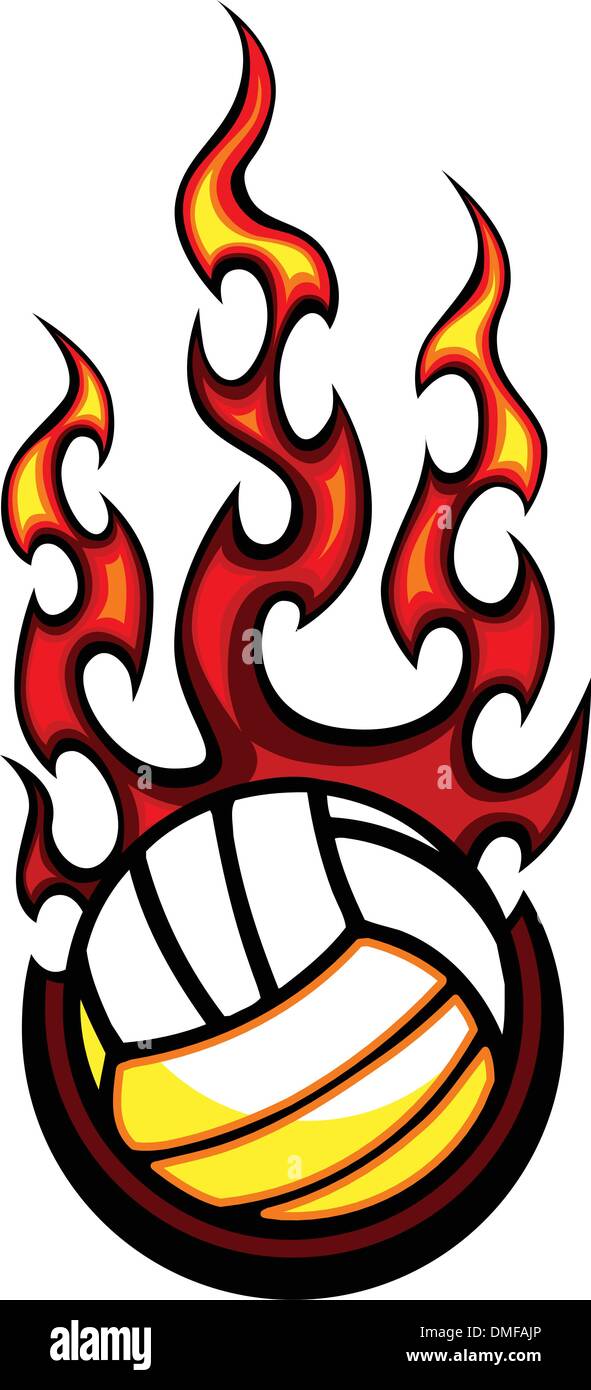 Volleyball Flaming Ball Vector Illustration Stock Vector Image & Art