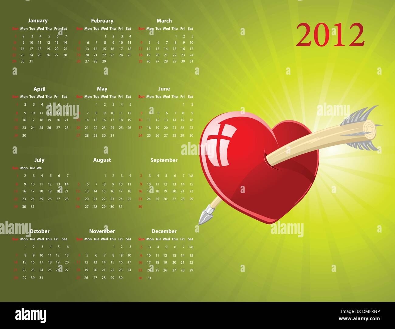 Vector American calendar for Valentines Day Stock Vector Image & Art ...