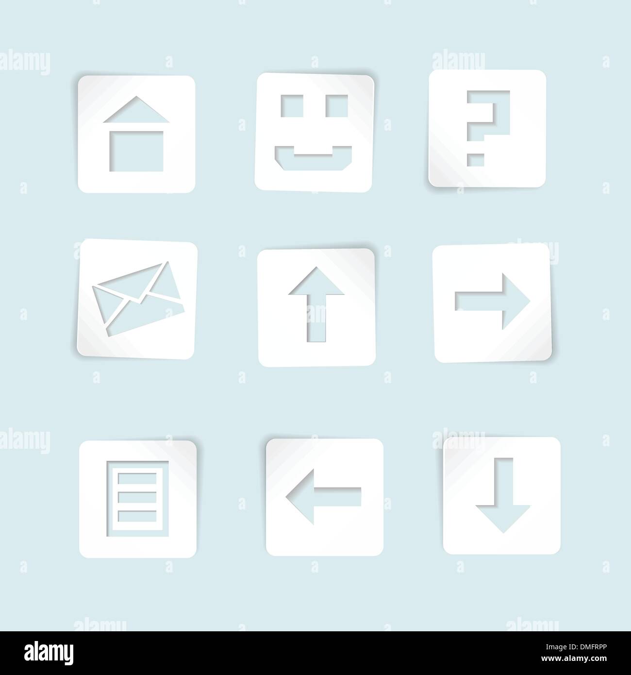 Set of paper icons on blue background Stock Vector