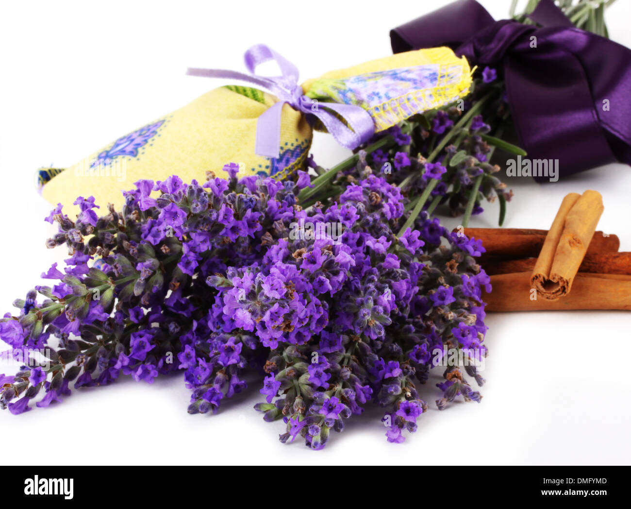 Lavender scented sachets on white background Stock Photo