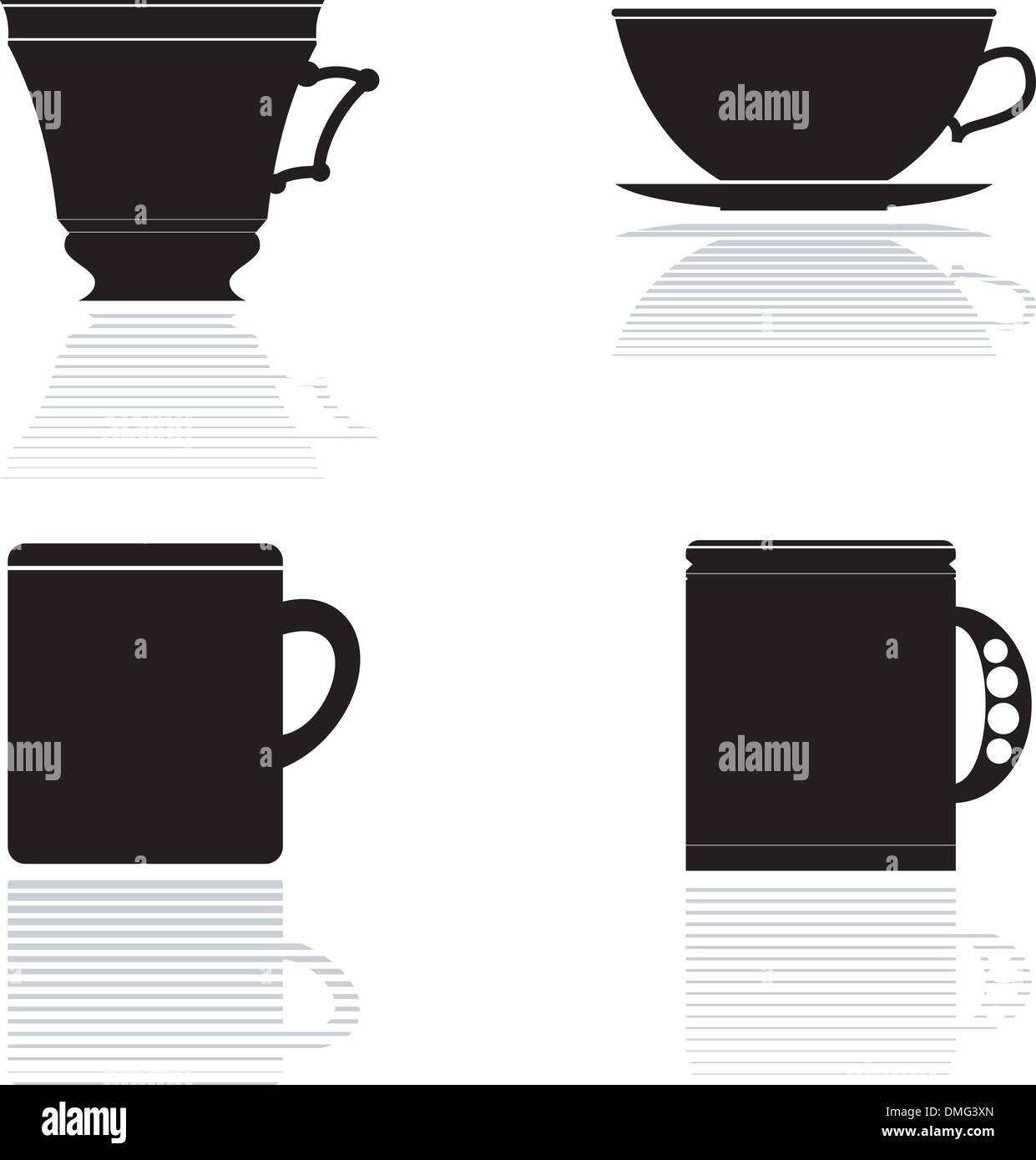 Set of vector silhouettes of tea cups Stock Vector Image & Art - Alamy