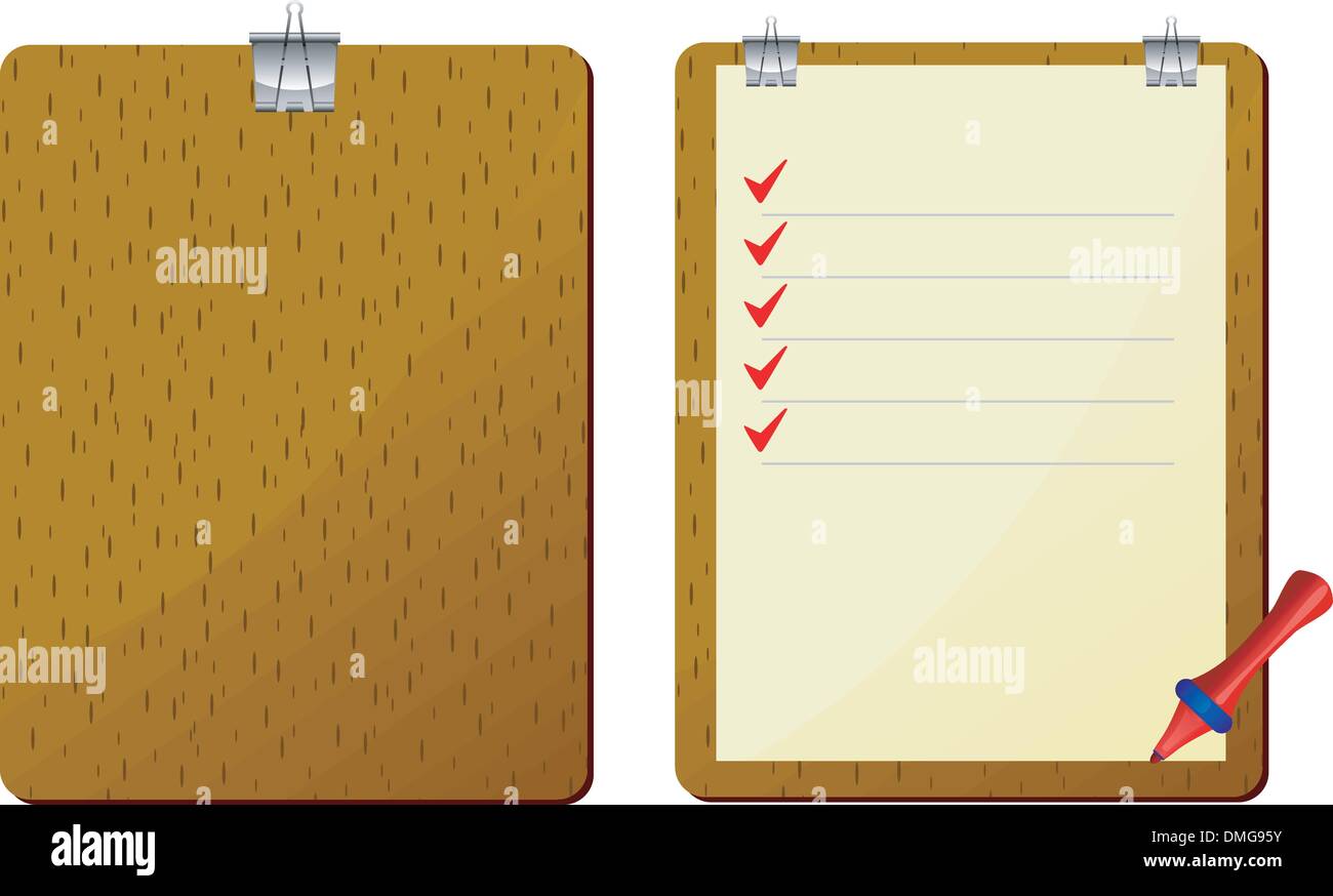 Vector illustration of red pencil to clipboard Stock Vector Image & Art ...