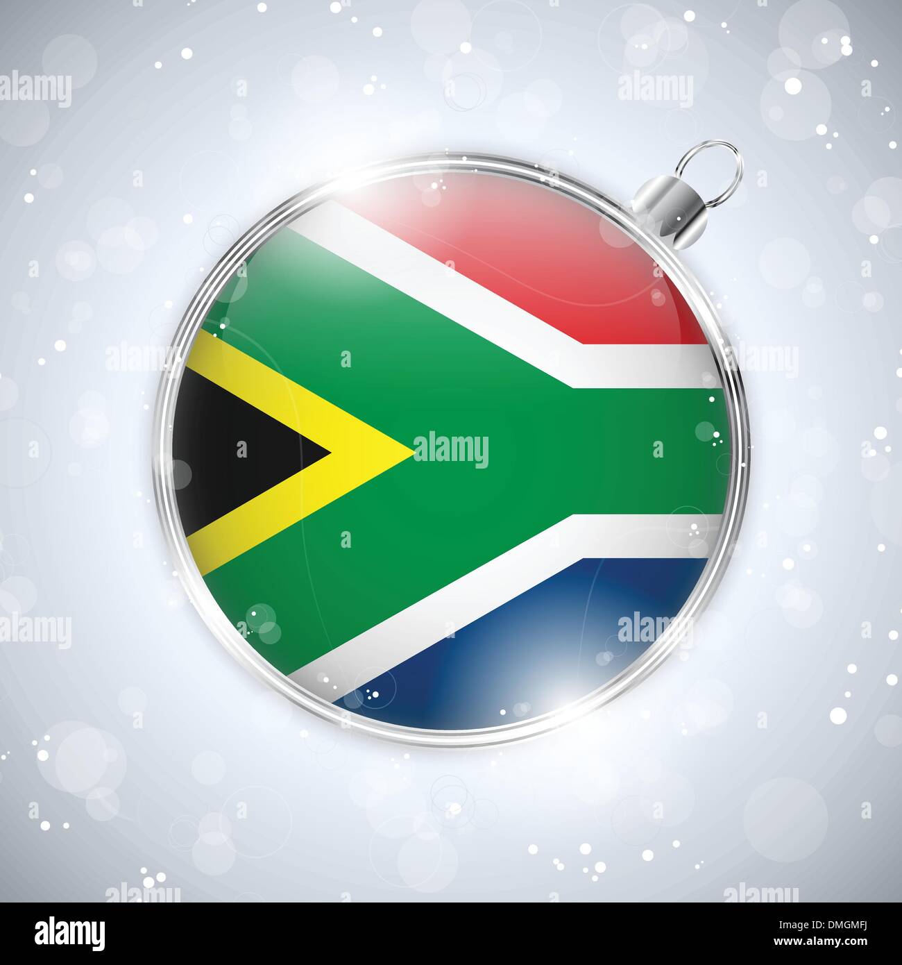 Merry Christmas Silver Ball with Flag South Africa Stock Vector