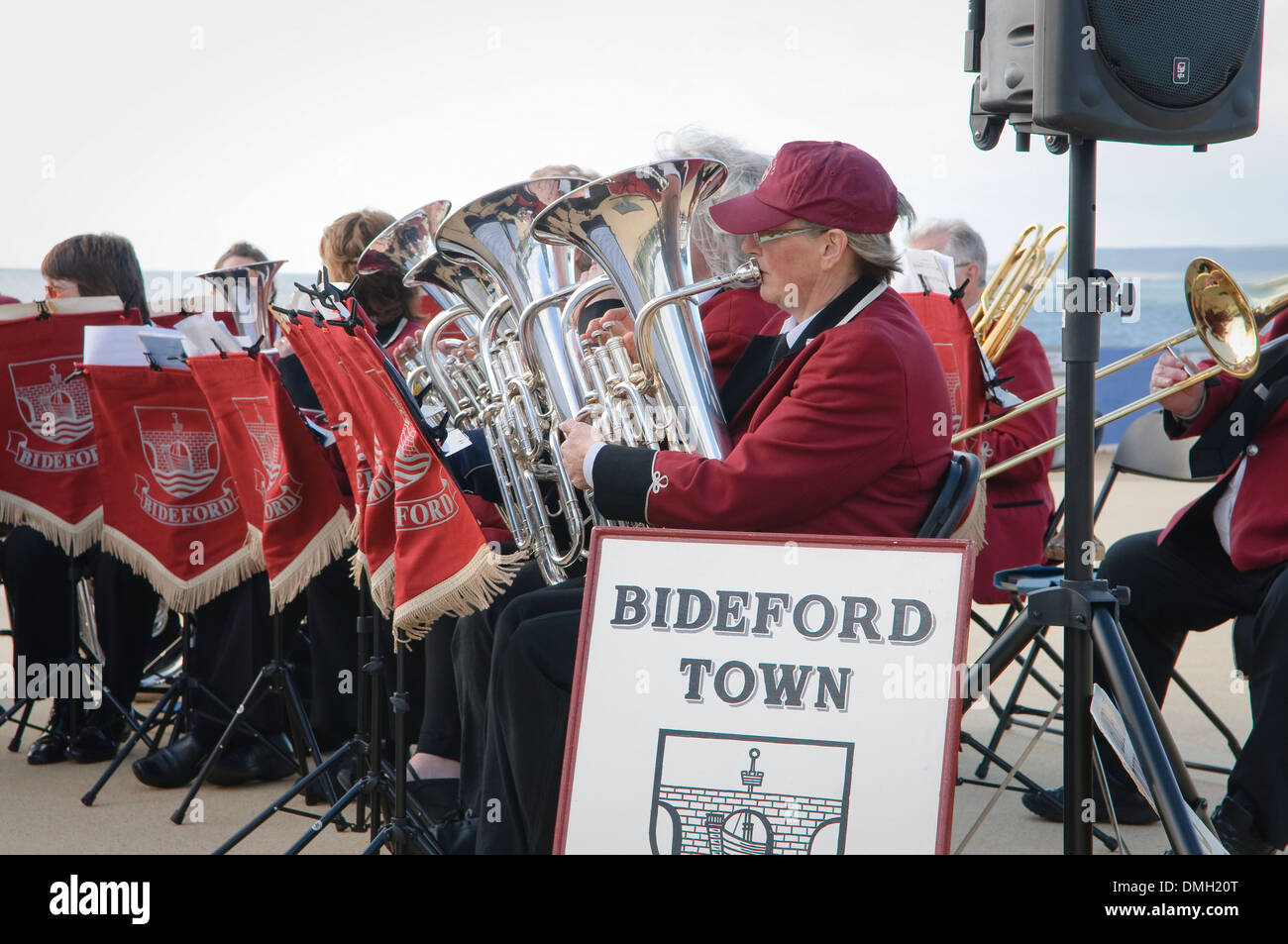 Bideford Town Band open air public performance in Westwood Ho!, Devon, UK. Stock Photo