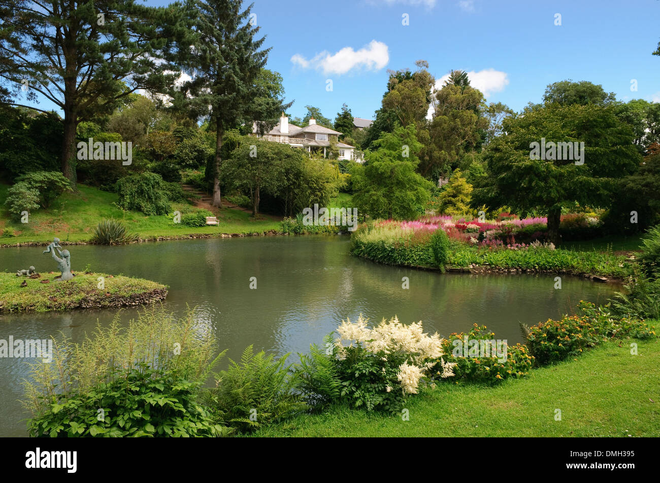 Garden pond in Marwood Hill Gardens in Devon UK. Stock Photo